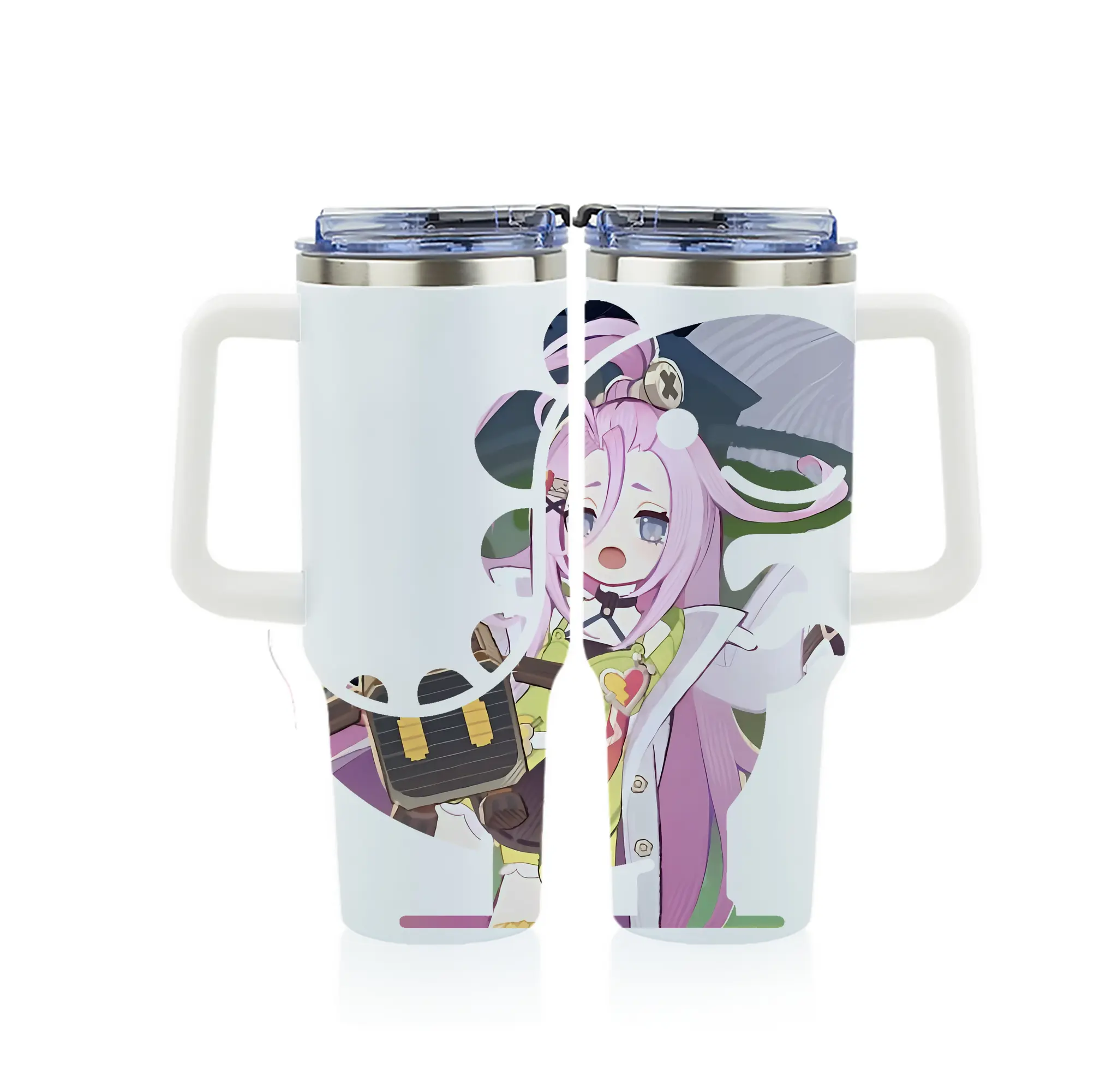 原 神 グッズ アイノ - 1200mL フルプリント車用タンブラー ・ 304ステンレス 内側 ・ 201ステンレス 外側 ・ 保温 保冷 ・ 通勤 ドライブ アウトドア用