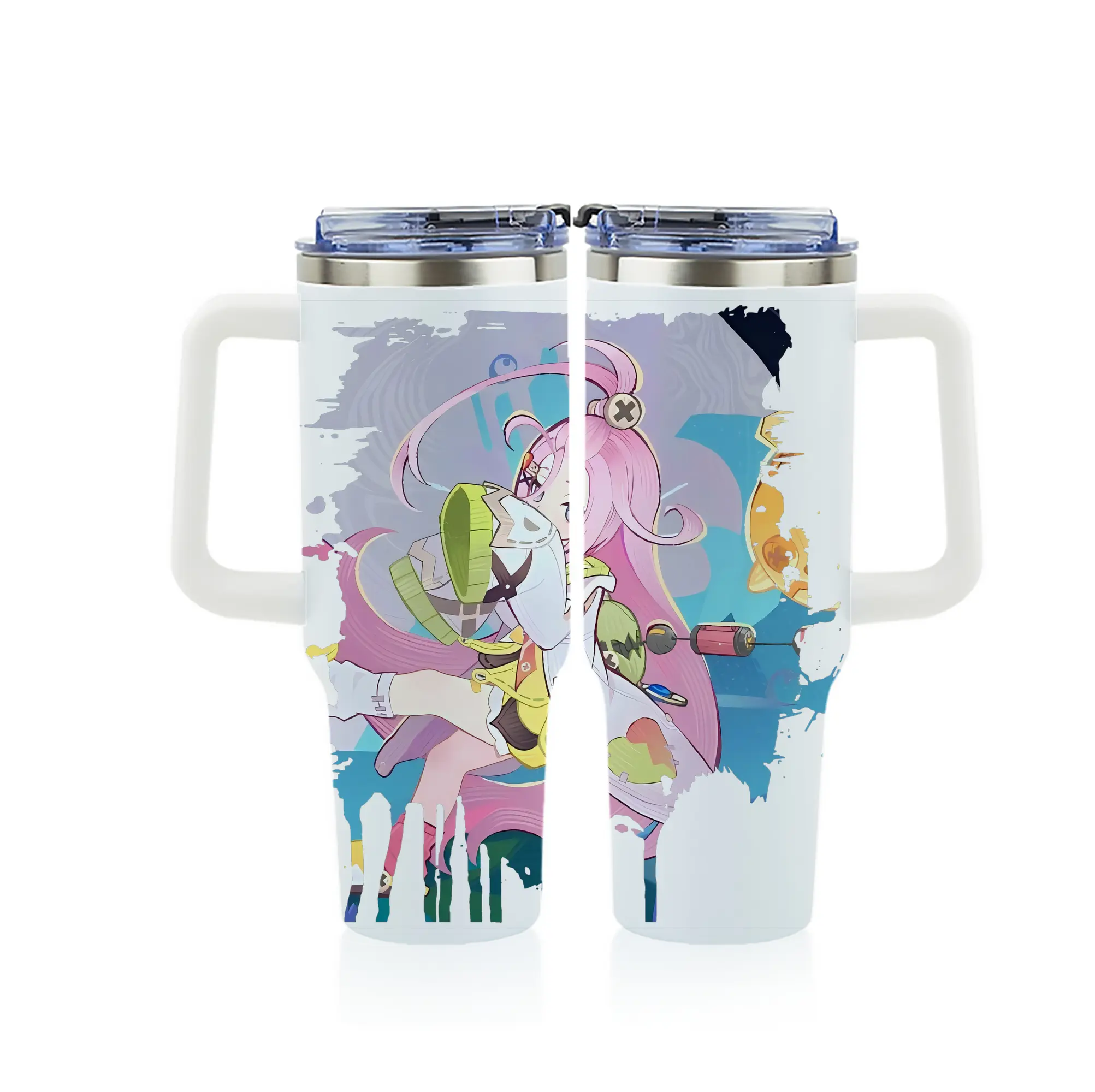 原 神 グッズ アイノ - 1200mL フルプリント車用タンブラー ・ 304ステンレス 内側 ・ 201ステンレス 外側 ・ 保温 保冷 ・ 通勤 ドライブ アウトドア用