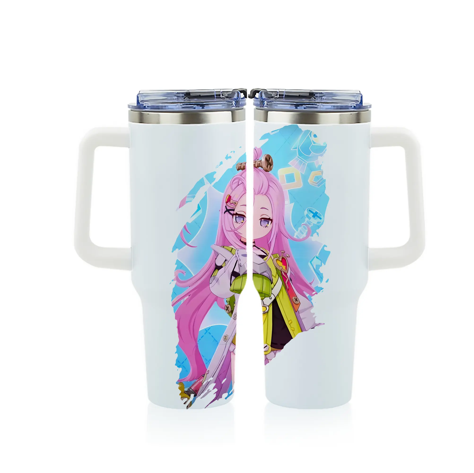 原 神 グッズ アイノ - 1200mL フルプリント車用タンブラー ・ 304ステンレス 内側 ・ 201ステンレス 外側 ・ 保温 保冷 ・ 通勤 ドライブ アウトドア用