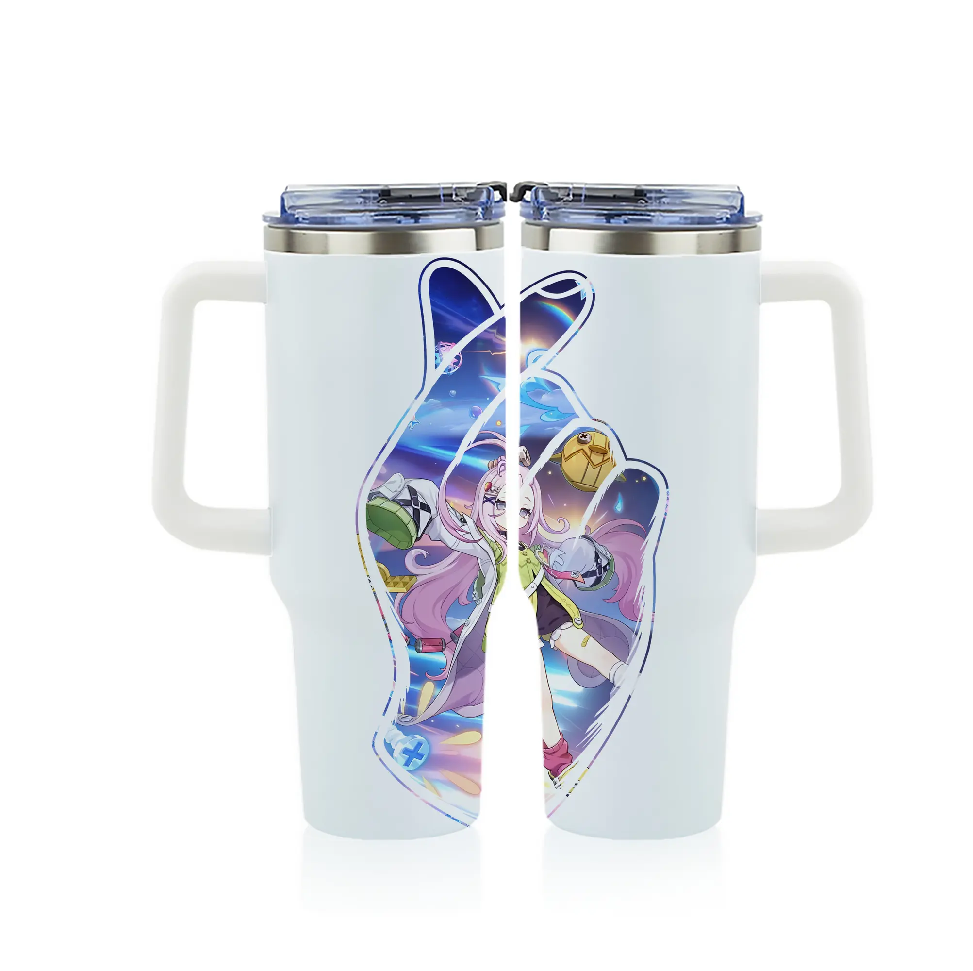 原 神 グッズ アイノ - 1200mL フルプリント車用タンブラー ・ 304ステンレス 内側 ・ 201ステンレス 外側 ・ 保温 保冷 ・ 通勤 ドライブ アウトドア用