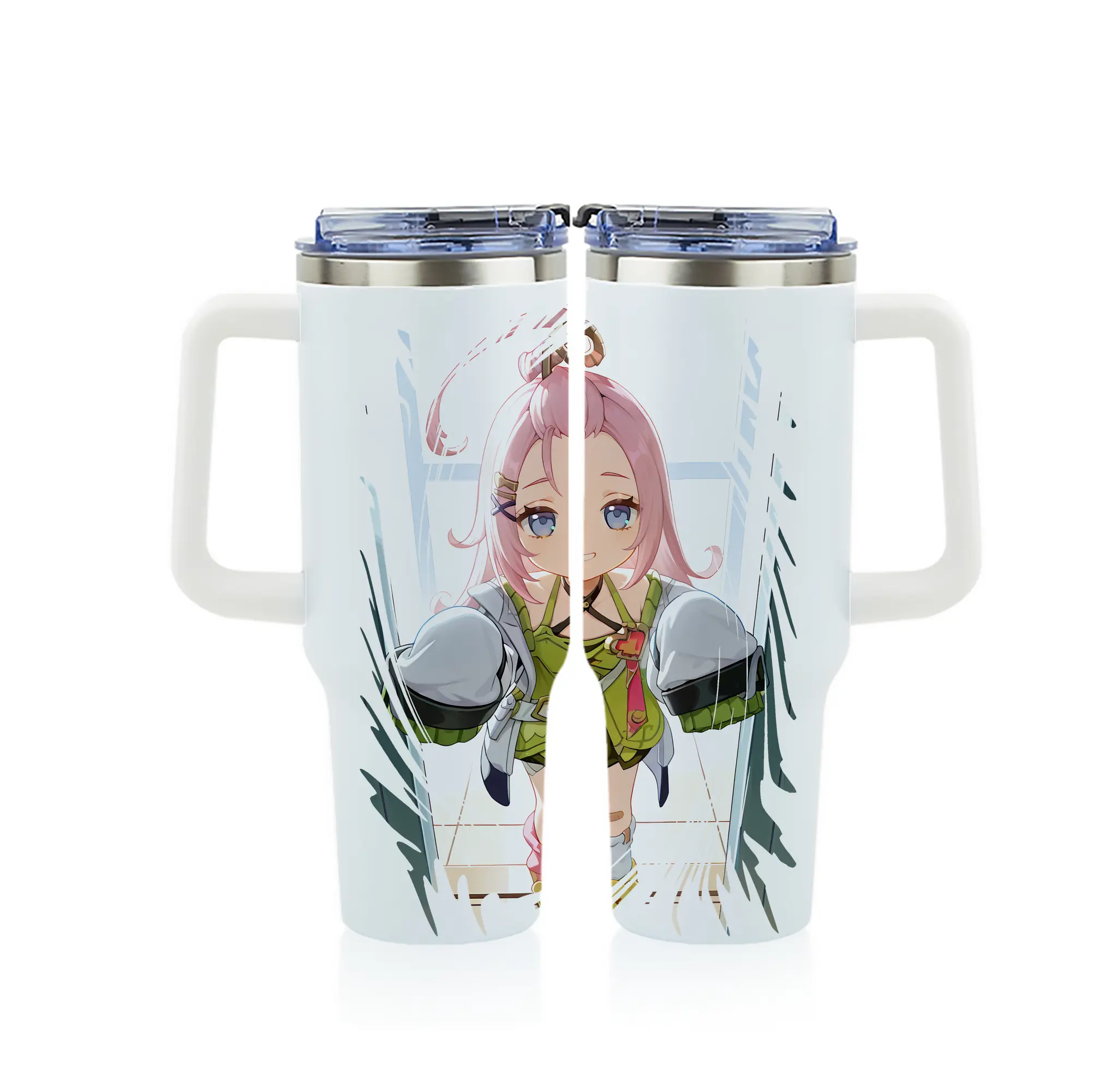 原 神 グッズ アイノ - 1200mL フルプリント車用タンブラー ・ 304ステンレス 内側 ・ 201ステンレス 外側 ・ 保温 保冷 ・ 通勤 ドライブ アウトドア用