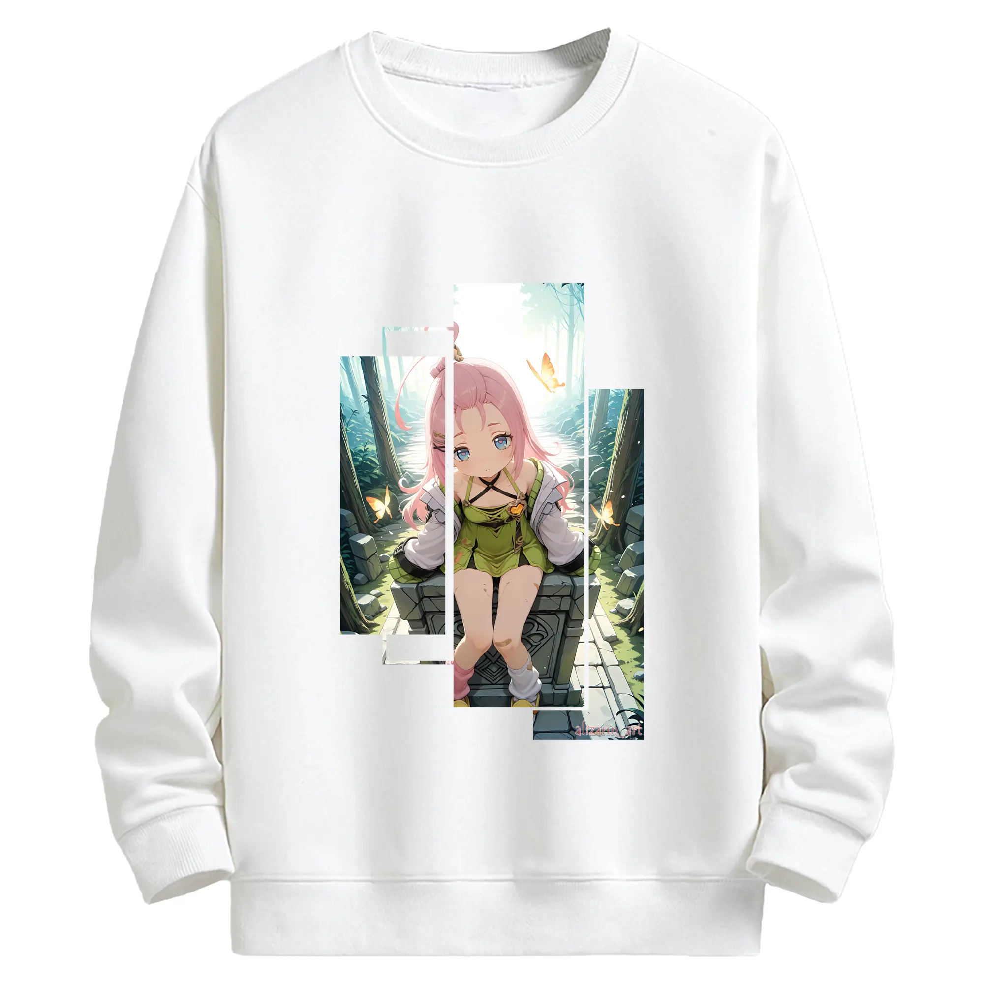 原 神 グッズ アイノ - キッズ クルーネックスウェットシャツ ・ フロントプリント ・ 綿80％ ポリエステル20％ ・ 快適 通学 スポーツ 日常使い お散歩用