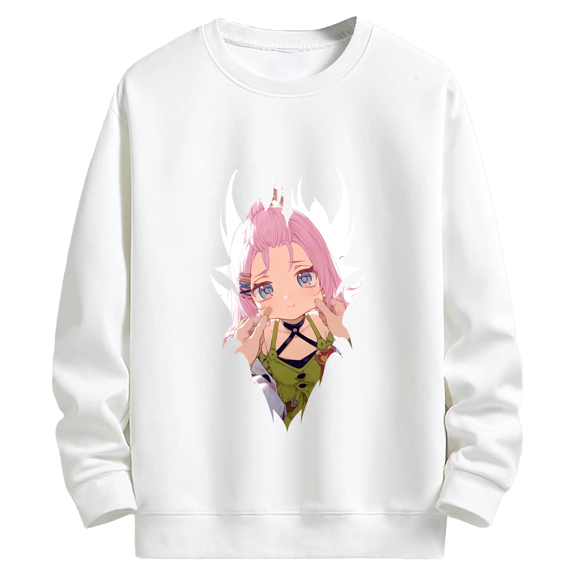 原 神 グッズ アイノ - キッズ クルーネックスウェットシャツ ・ フロントプリント ・ 綿80％ ポリエステル20％ ・ 快適 通学 スポーツ 日常使い お散歩用