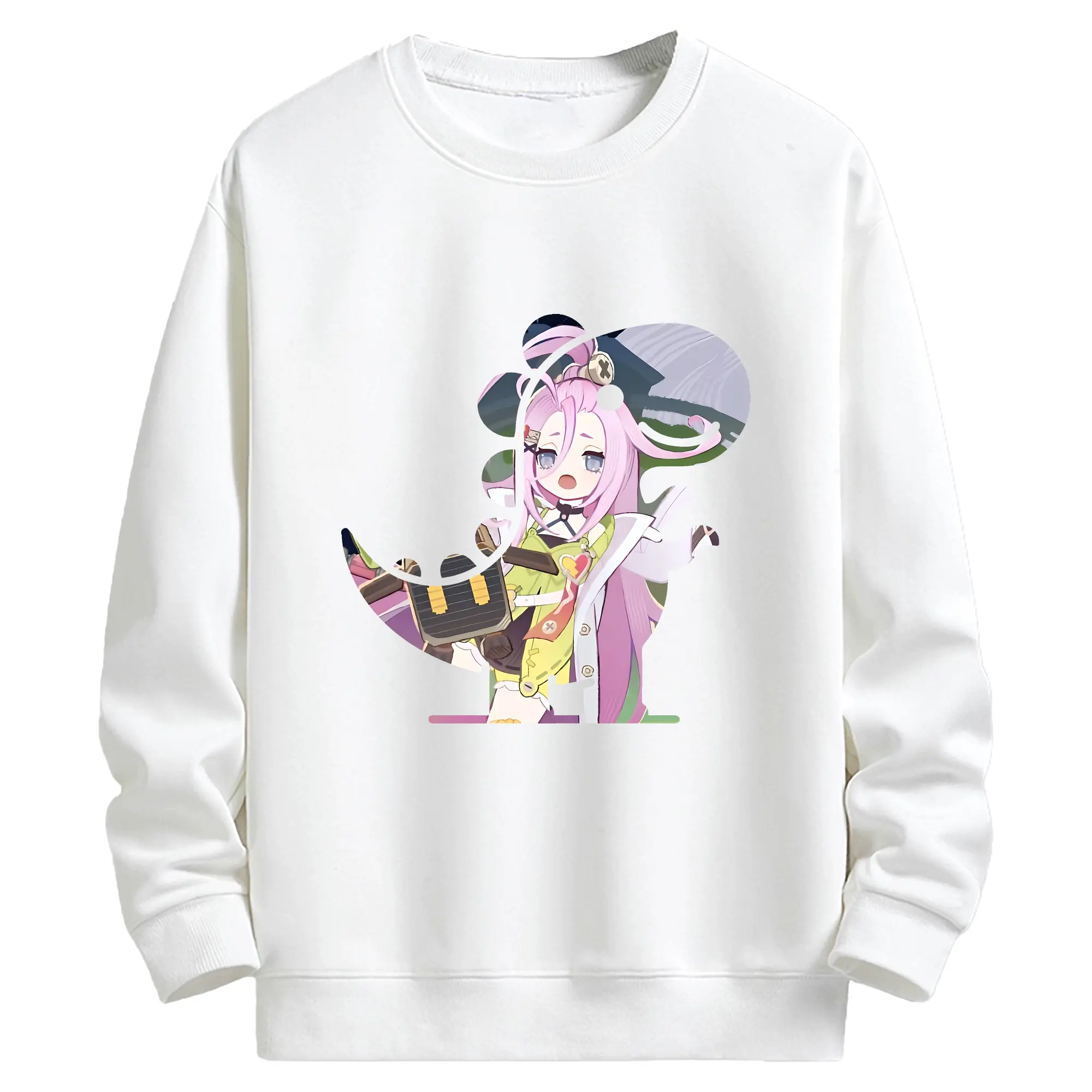 原 神 グッズ アイノ - キッズ クルーネックスウェットシャツ ・ フロントプリント ・ 綿80％ ポリエステル20％ ・ 快適 通学 スポーツ 日常使い お散歩用