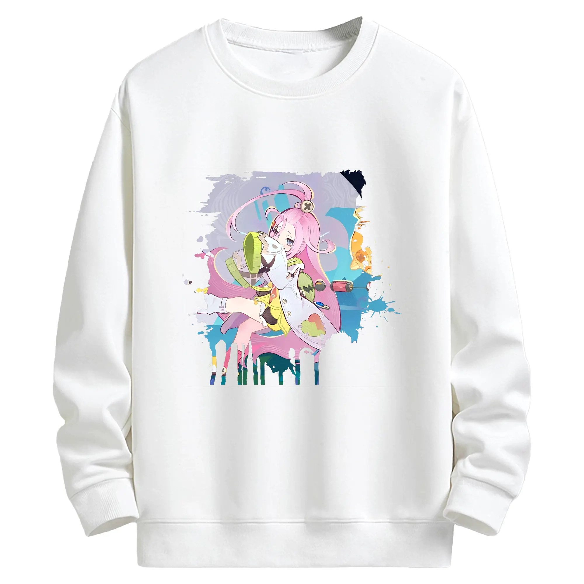 原 神 グッズ アイノ - キッズ クルーネックスウェットシャツ ・ フロントプリント ・ 綿80％ ポリエステル20％ ・ 快適 通学 スポーツ 日常使い お散歩用