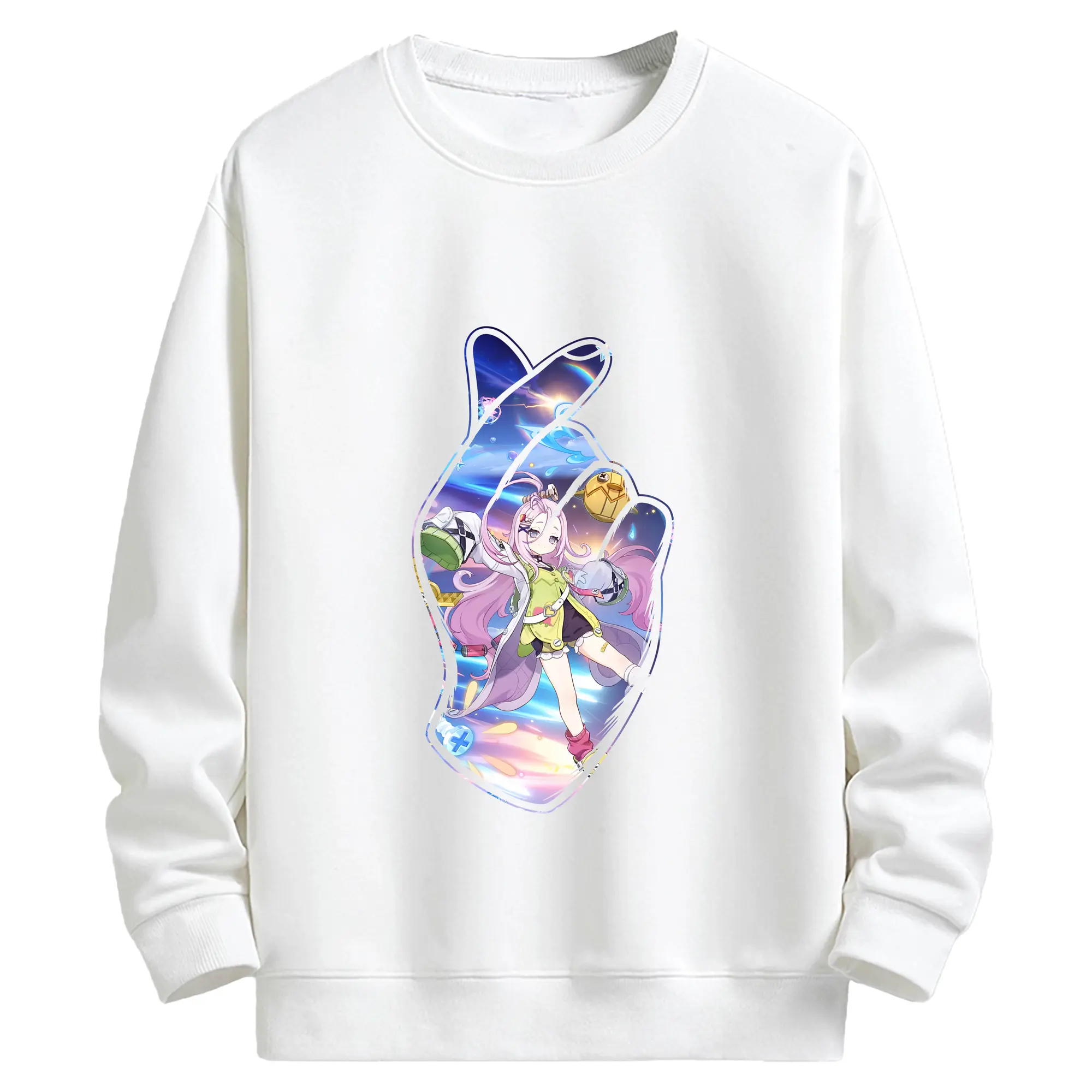 原 神 グッズ アイノ - キッズ クルーネックスウェットシャツ ・ フロントプリント ・ 綿80％ ポリエステル20％ ・ 快適 通学 スポーツ 日常使い お散歩用