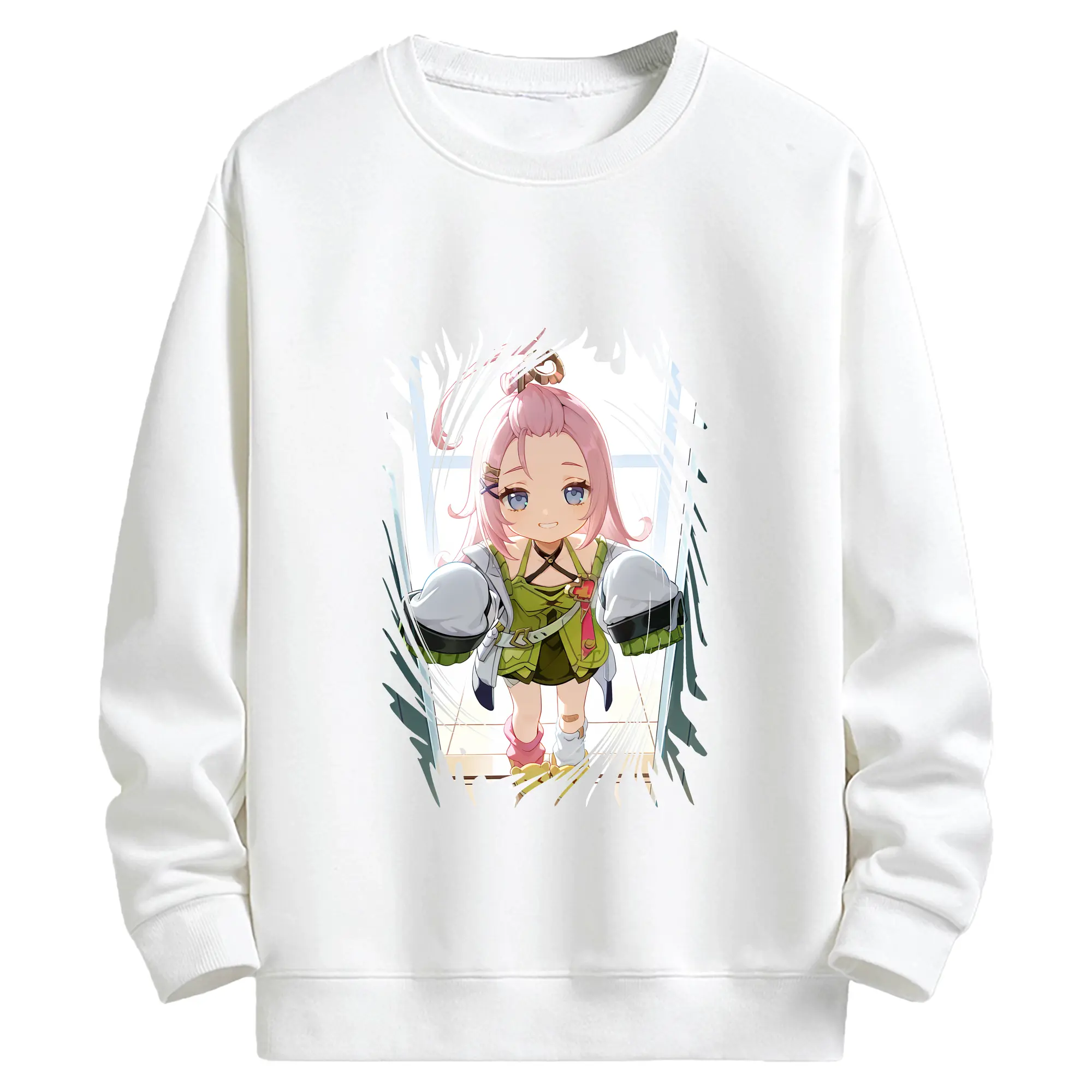 原 神 グッズ アイノ - キッズ クルーネックスウェットシャツ ・ フロントプリント ・ 綿80％ ポリエステル20％ ・ 快適 通学 スポーツ 日常使い お散歩用