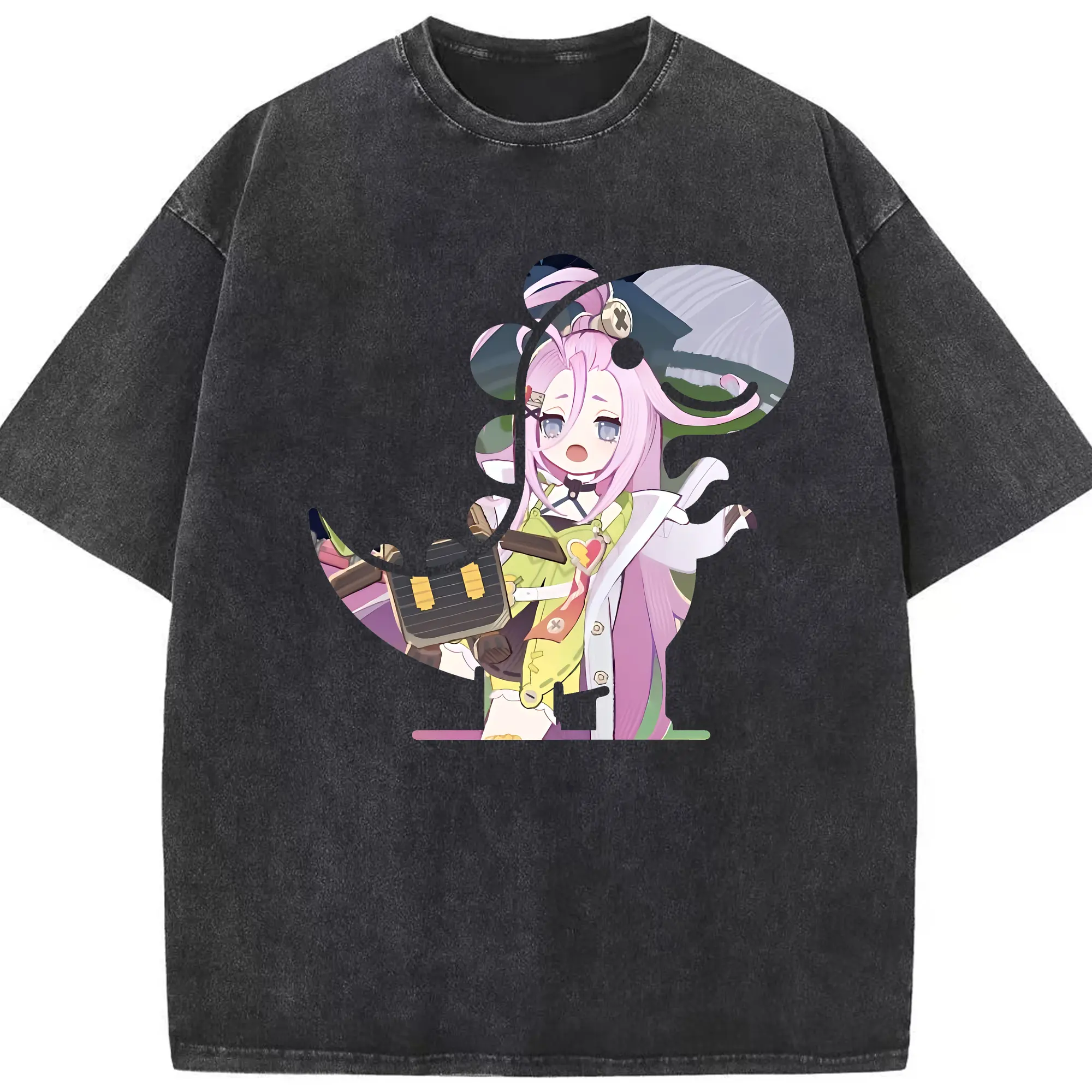 原 神 グッズ アイノ - 綿100％ ヴィンテージ風 半袖Tシャツ ・ フロントプリント ・ 柔らか肌触り ・ 通気性 快適 ・ スポーツ カジュアル 外出用