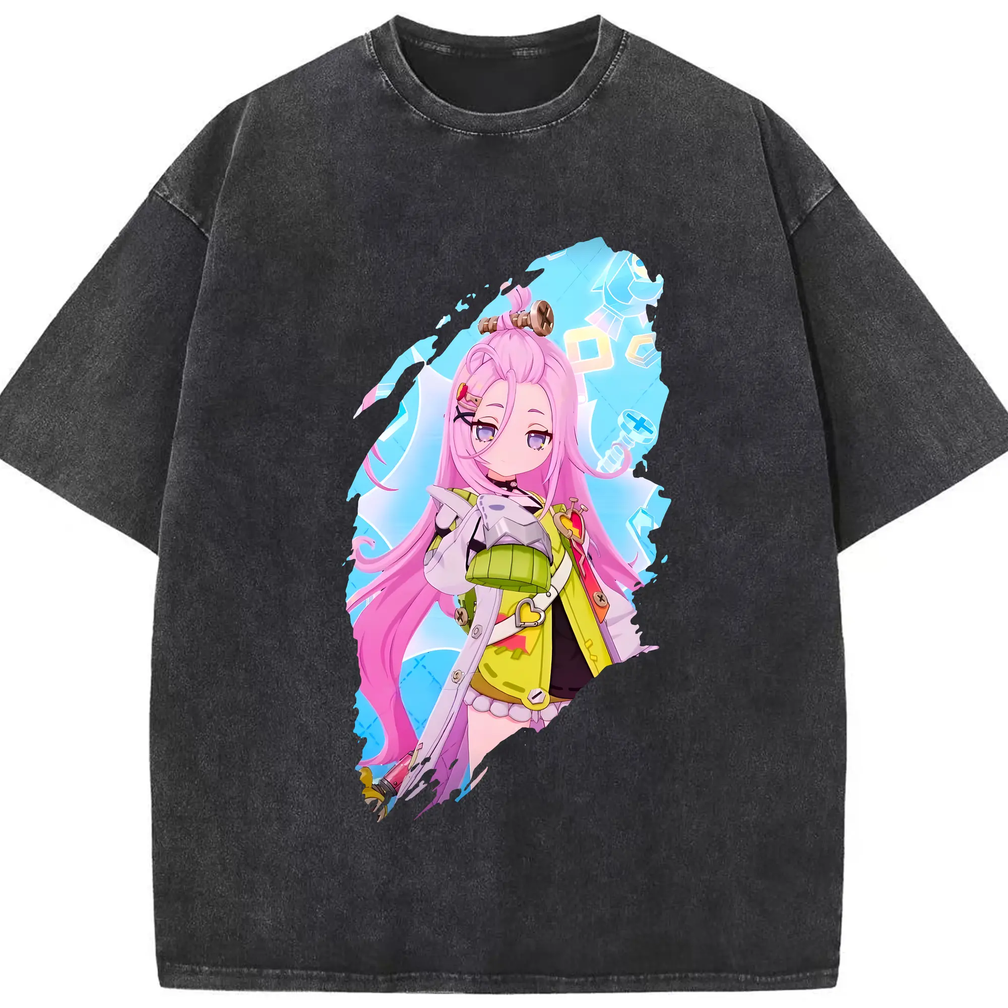 原 神 グッズ アイノ - 綿100％ ヴィンテージ風 半袖Tシャツ ・ フロントプリント ・ 柔らか肌触り ・ 通気性 快適 ・ スポーツ カジュアル 外出用