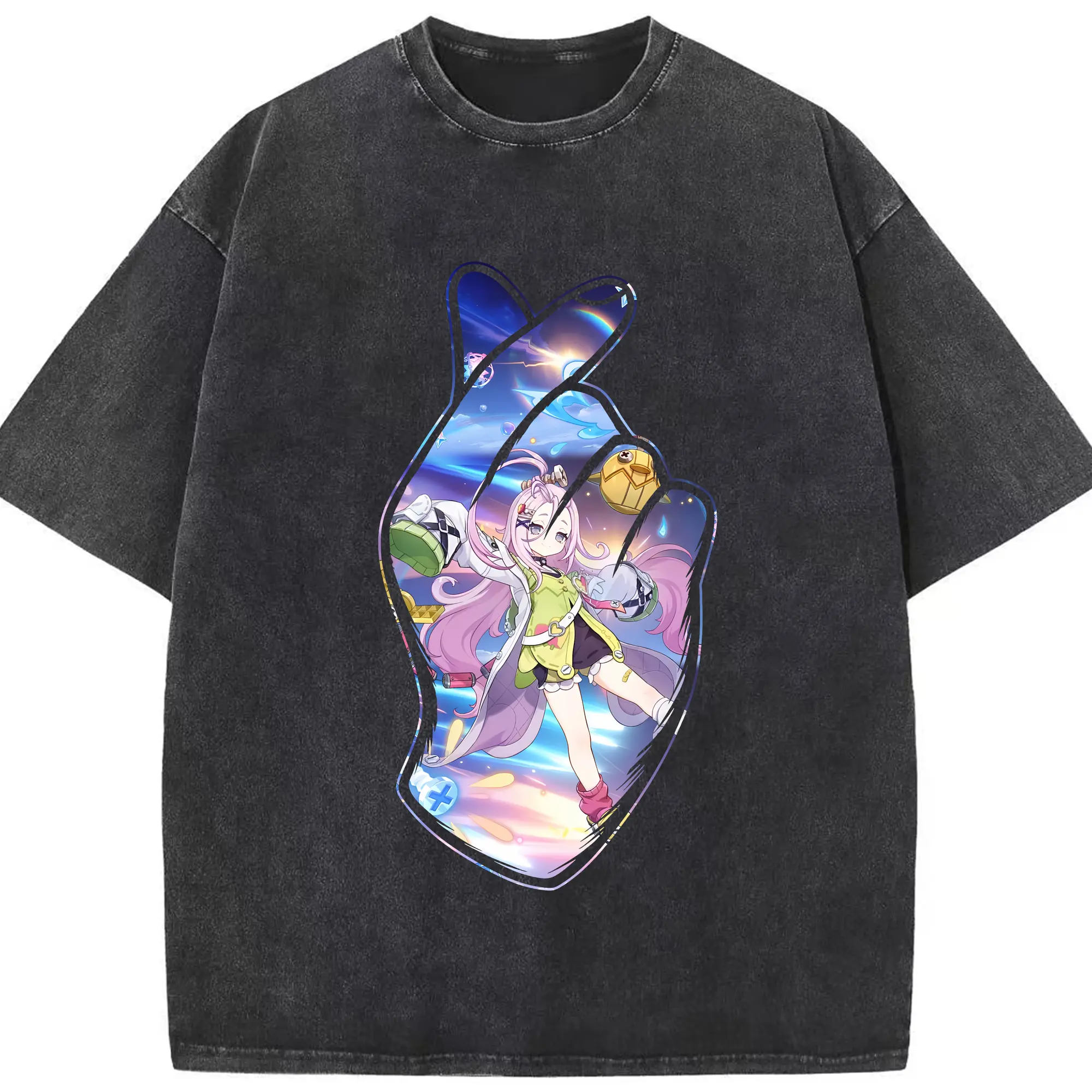 原 神 グッズ アイノ - 綿100％ ヴィンテージ風 半袖Tシャツ ・ フロントプリント ・ 柔らか肌触り ・ 通気性 快適 ・ スポーツ カジュアル 外出用