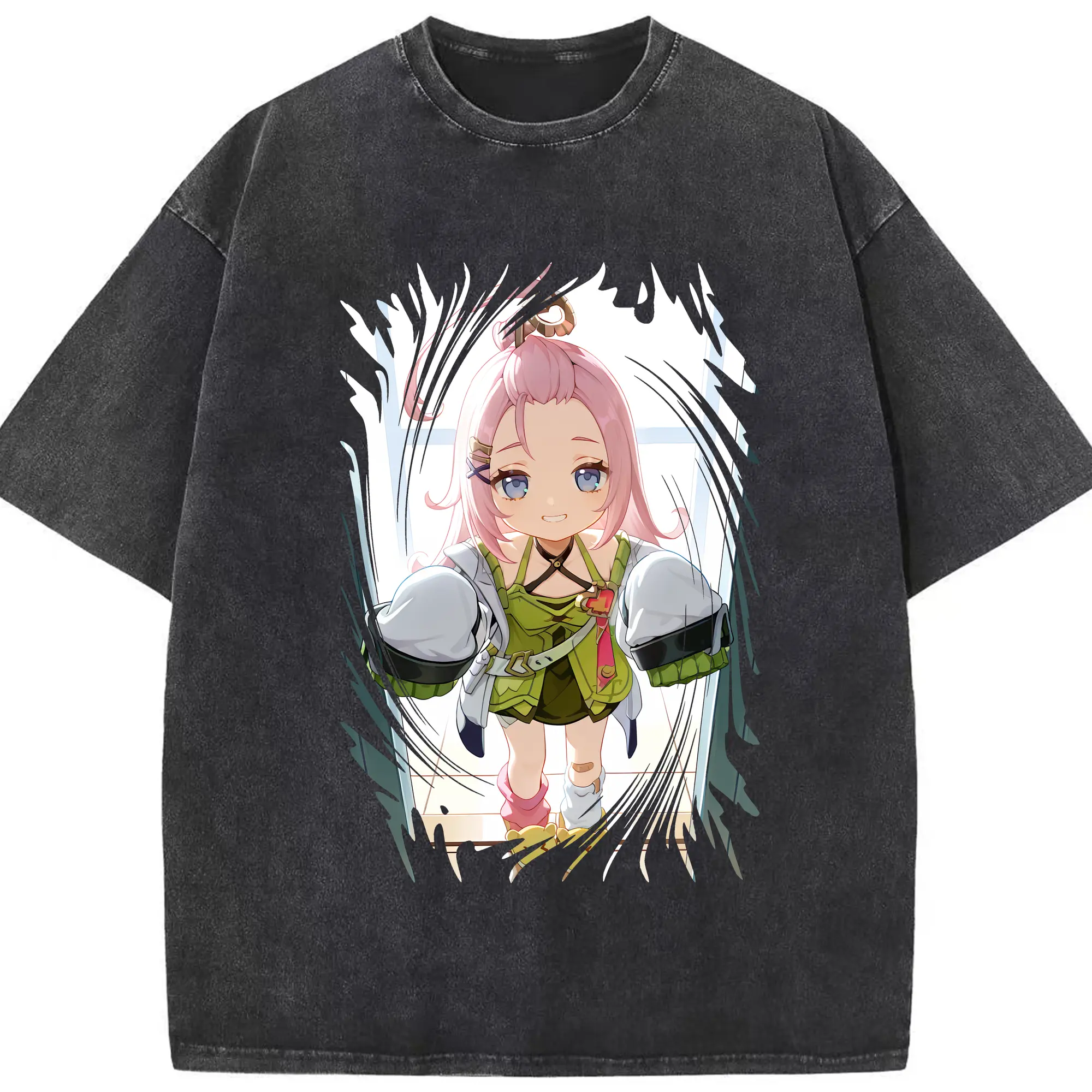 原 神 グッズ アイノ - 綿100％ ヴィンテージ風 半袖Tシャツ ・ フロントプリント ・ 柔らか肌触り ・ 通気性 快適 ・ スポーツ カジュアル 外出用