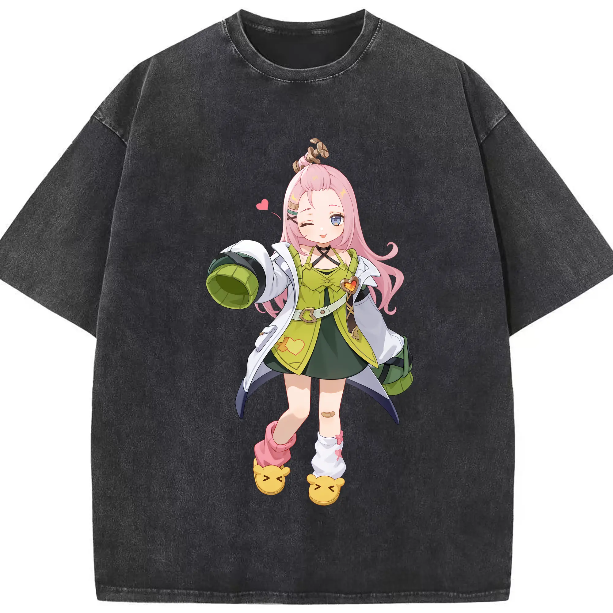 原 神 グッズ アイノ - 綿100％ ヴィンテージ風 半袖Tシャツ ・ フロントプリント ・ 柔らか肌触り ・ 通気性 快適 ・ スポーツ カジュアル 外出用