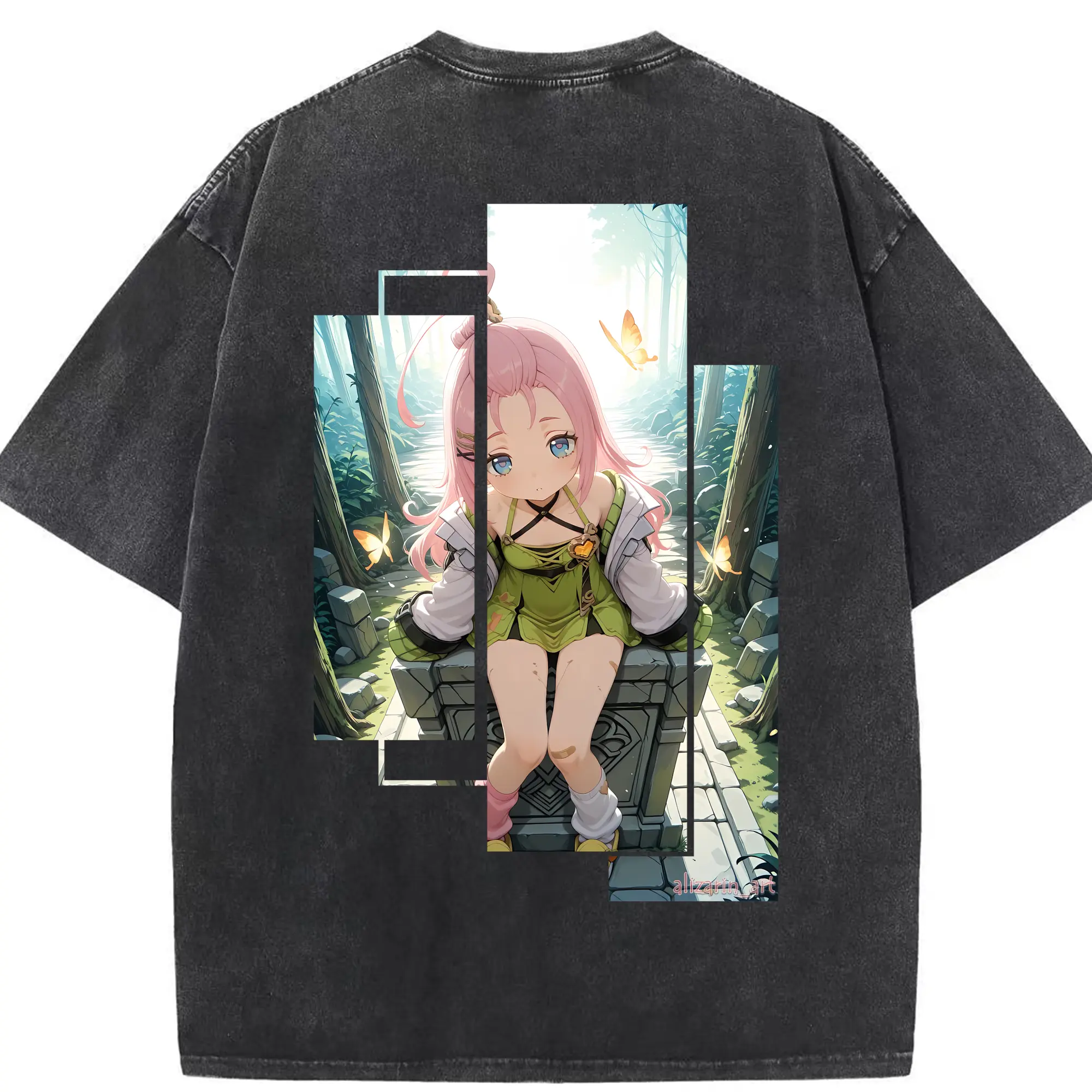 原 神 グッズ アイノ - 綿100％ ヴィンテージ風 半袖Tシャツ ・ 背面プリント ・ 柔らか肌触り ・ 通気性 快適 ・ スポーツ カジュアル 外出用