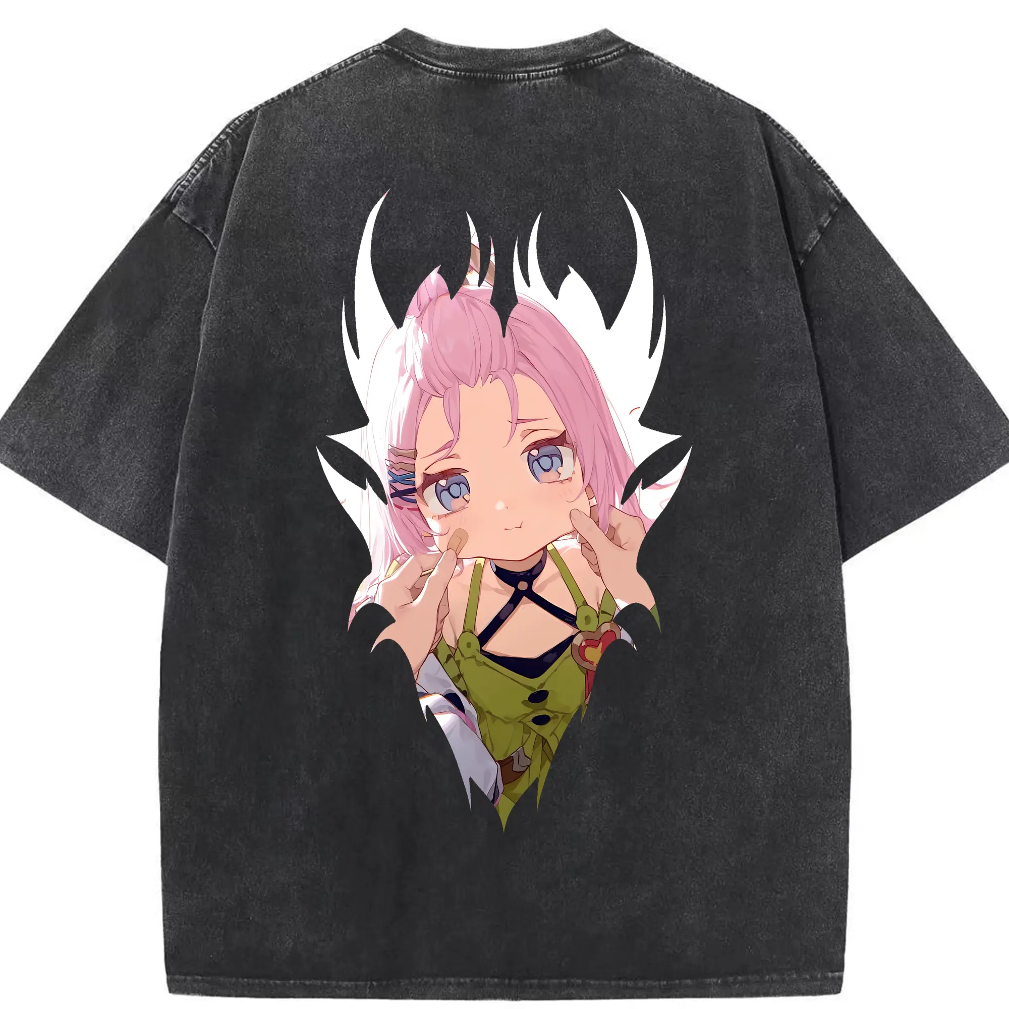 原 神 グッズ アイノ - 綿100％ ヴィンテージ風 半袖Tシャツ ・ 背面プリント ・ 柔らか肌触り ・ 通気性 快適 ・ スポーツ カジュアル 外出用