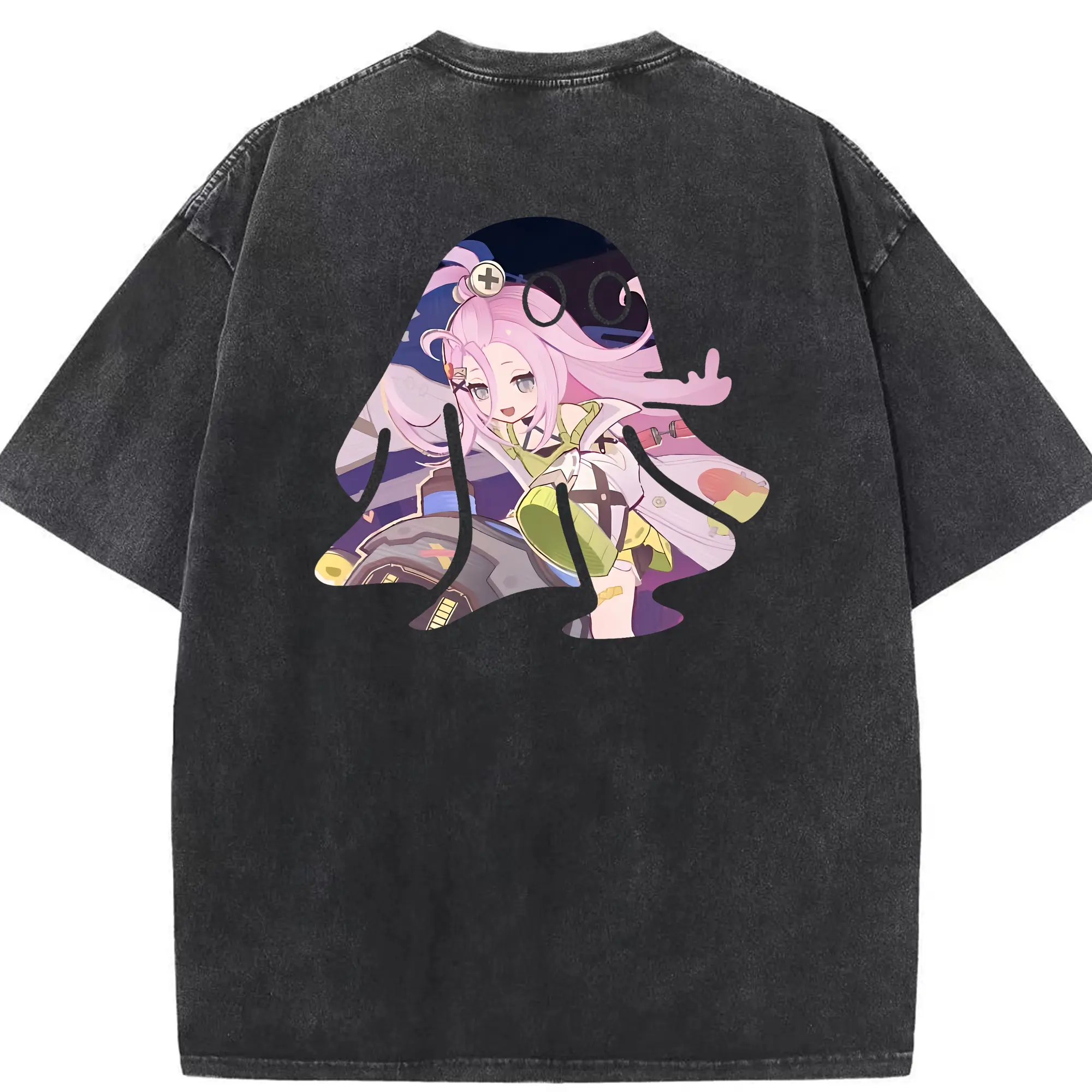 原 神 グッズ アイノ - 綿100％ ヴィンテージ風 半袖Tシャツ ・ 背面プリント ・ 柔らか肌触り ・ 通気性 快適 ・ スポーツ カジュアル 外出用