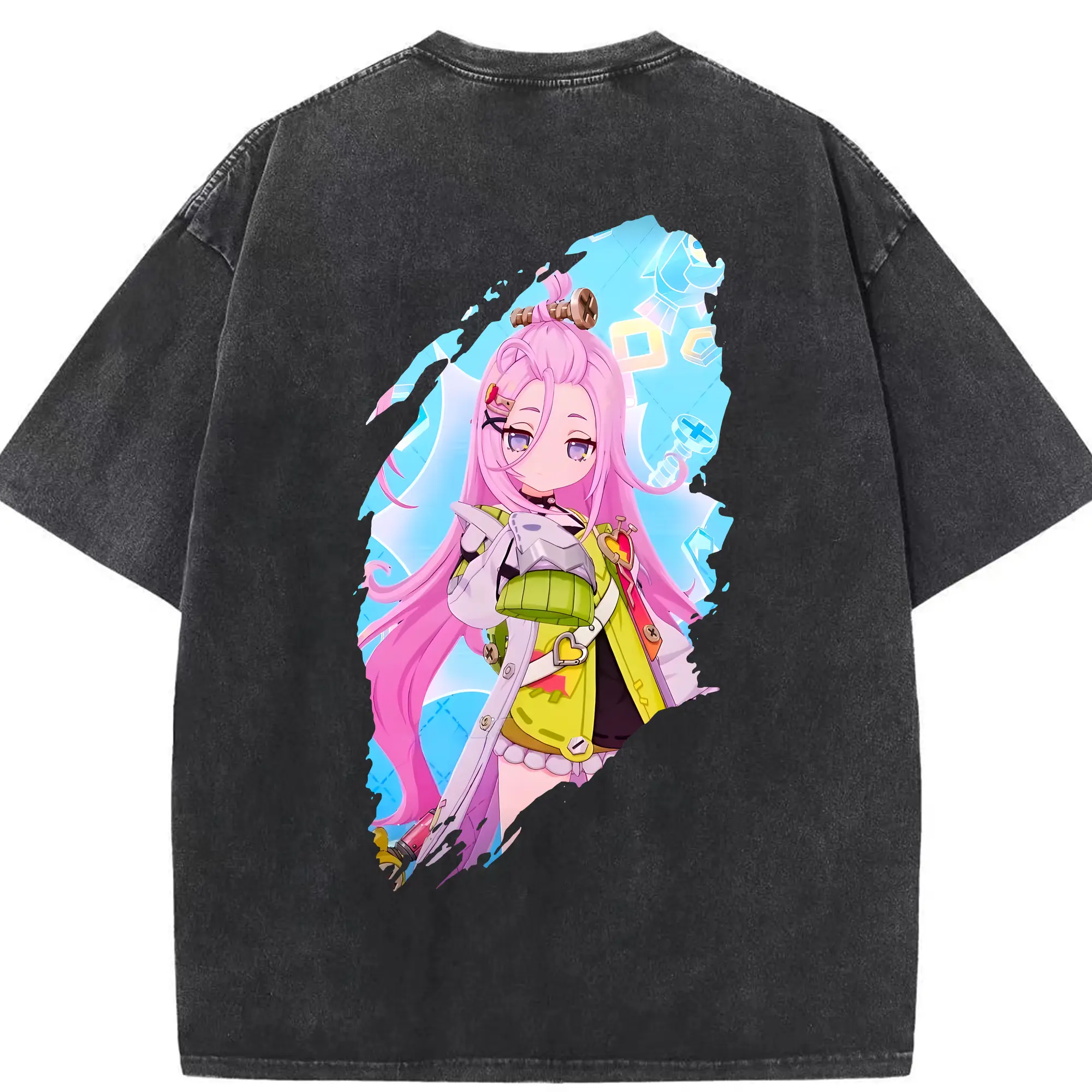 原 神 グッズ アイノ - 綿100％ ヴィンテージ風 半袖Tシャツ ・ 背面プリント ・ 柔らか肌触り ・ 通気性 快適 ・ スポーツ カジュアル 外出用