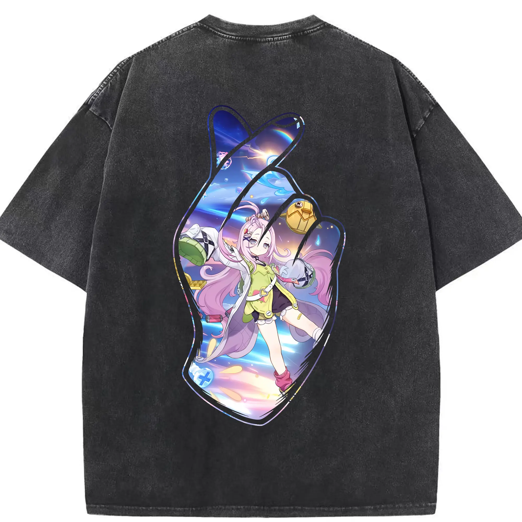 原 神 グッズ アイノ - 綿100％ ヴィンテージ風 半袖Tシャツ ・ 背面プリント ・ 柔らか肌触り ・ 通気性 快適 ・ スポーツ カジュアル 外出用