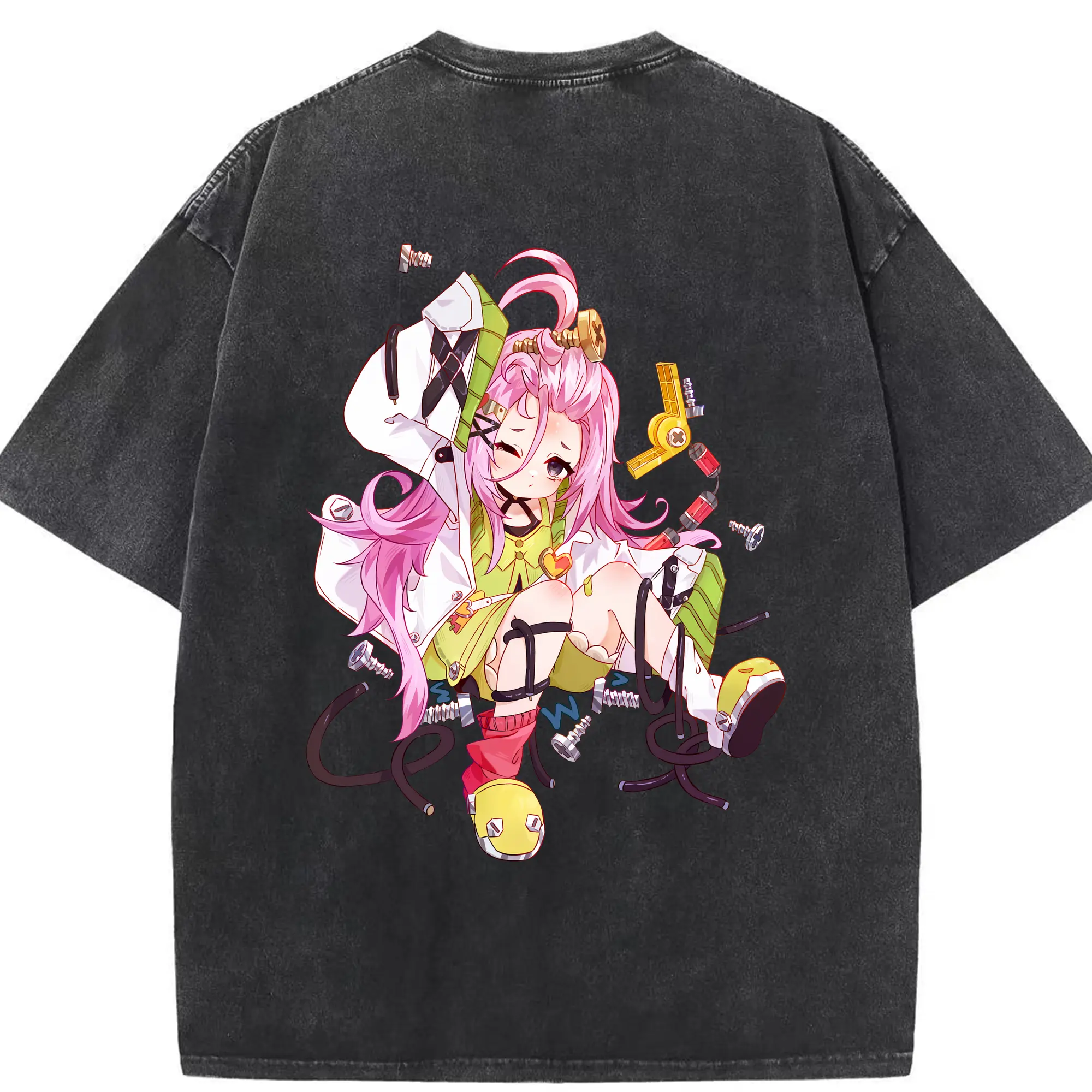 原 神 グッズ アイノ - 綿100％ ヴィンテージ風 半袖Tシャツ ・ 背面プリント ・ 柔らか肌触り ・ 通気性 快適 ・ スポーツ カジュアル 外出用