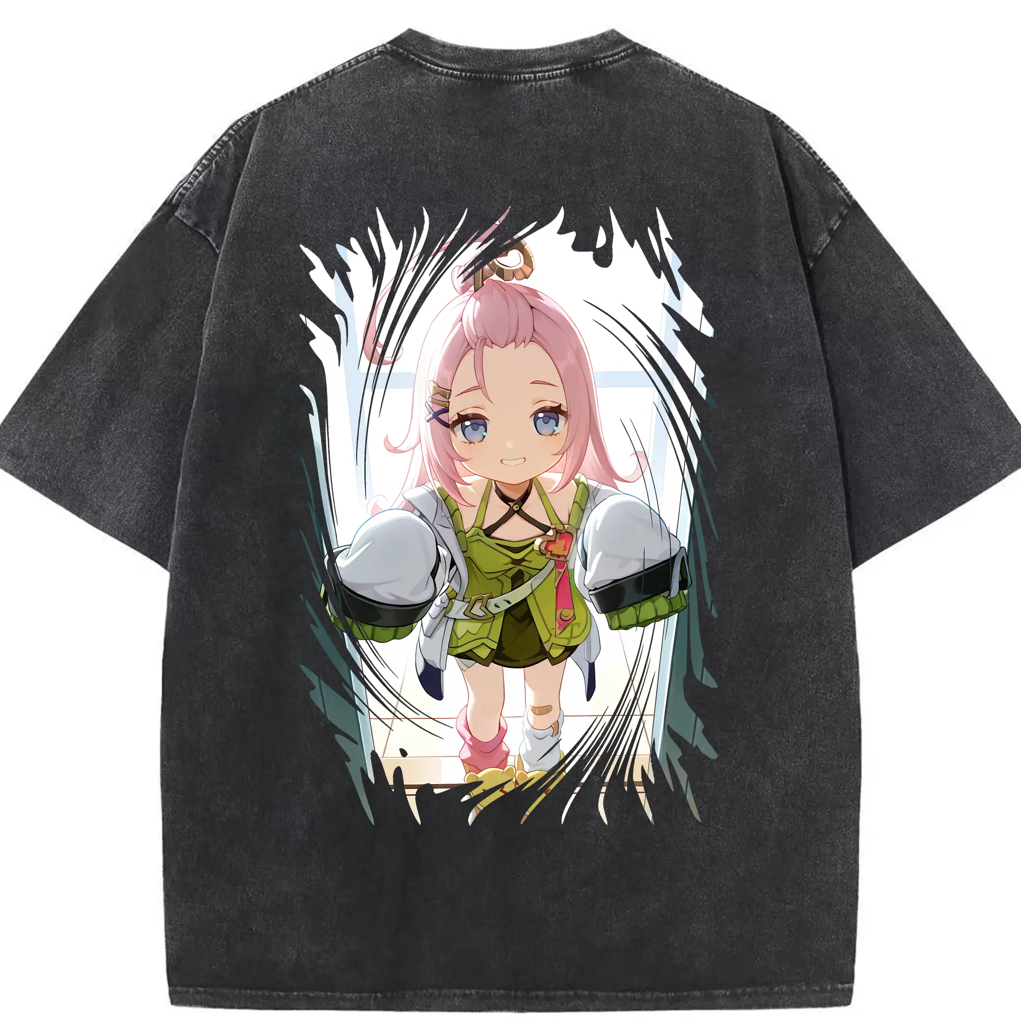 原 神 グッズ アイノ - 綿100％ ヴィンテージ風 半袖Tシャツ ・ 背面プリント ・ 柔らか肌触り ・ 通気性 快適 ・ スポーツ カジュアル 外出用