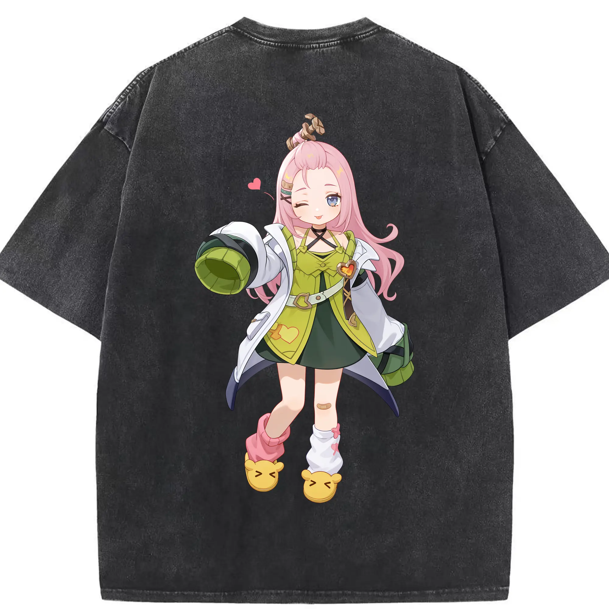 原 神 グッズ アイノ - 綿100％ ヴィンテージ風 半袖Tシャツ ・ 背面プリント ・ 柔らか肌触り ・ 通気性 快適 ・ スポーツ カジュアル 外出用