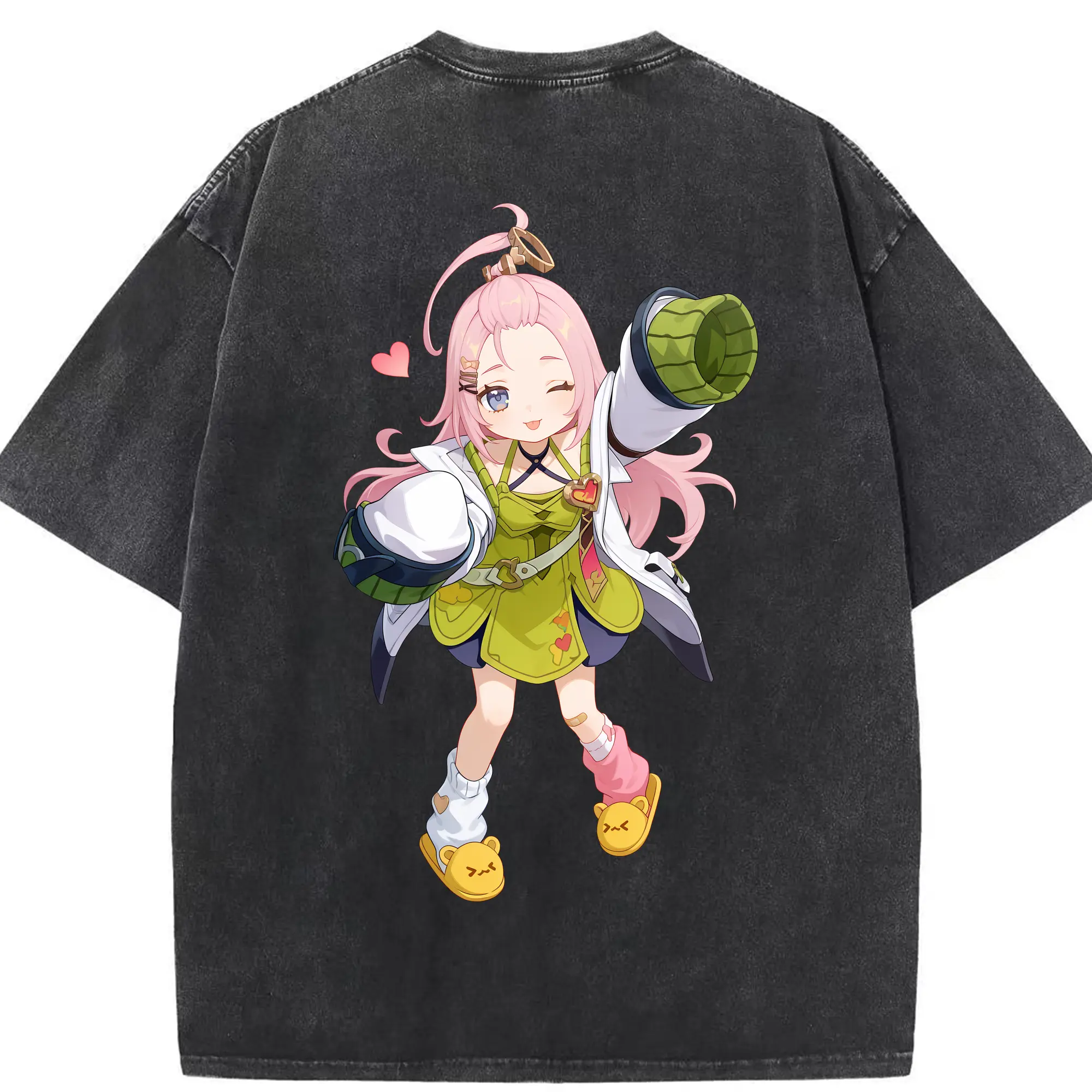 原 神 グッズ アイノ - 綿100％ ヴィンテージ風 半袖Tシャツ ・ 背面プリント ・ 柔らか肌触り ・ 通気性 快適 ・ スポーツ カジュアル 外出用