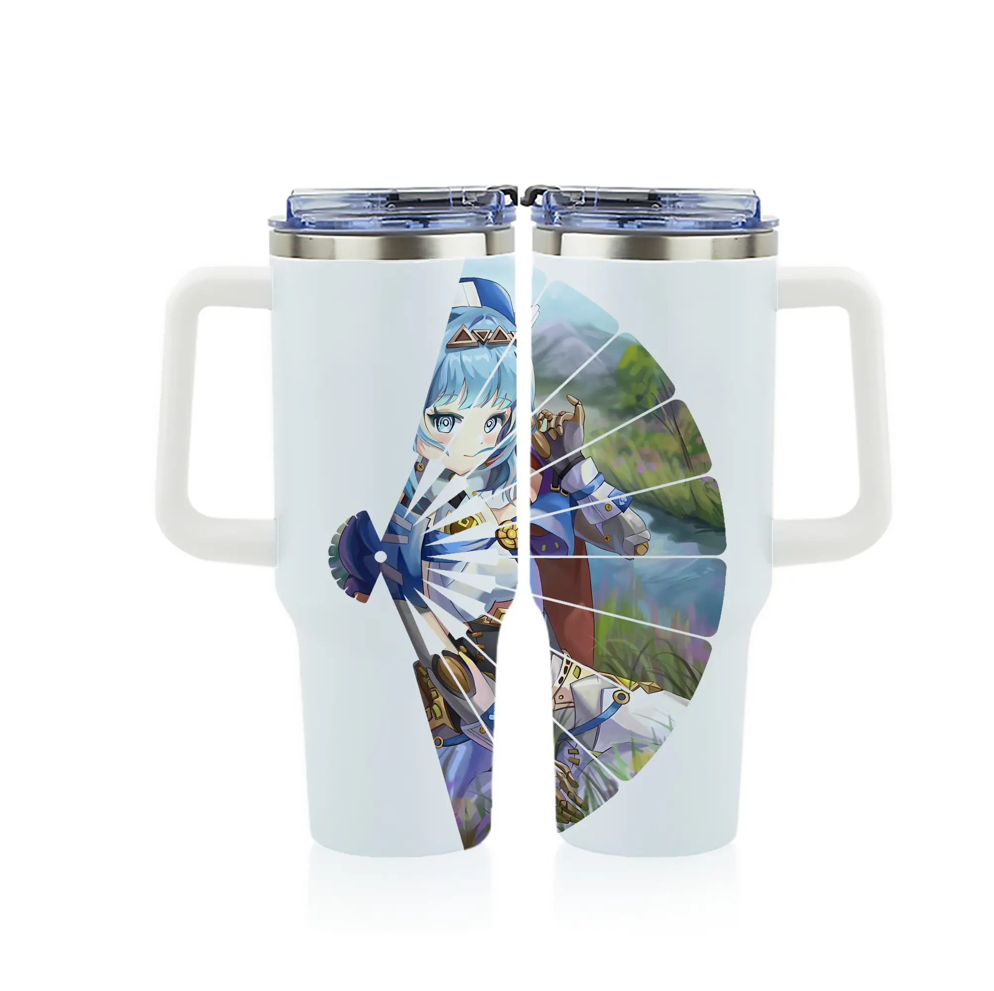 原 神 グッズ イネファ - 1200mL フルプリント車用タンブラー ・ 304ステンレス 内側 ・ 201ステンレス 外側 ・ 保温 保冷 ・ 通勤 ドライブ アウトドア用