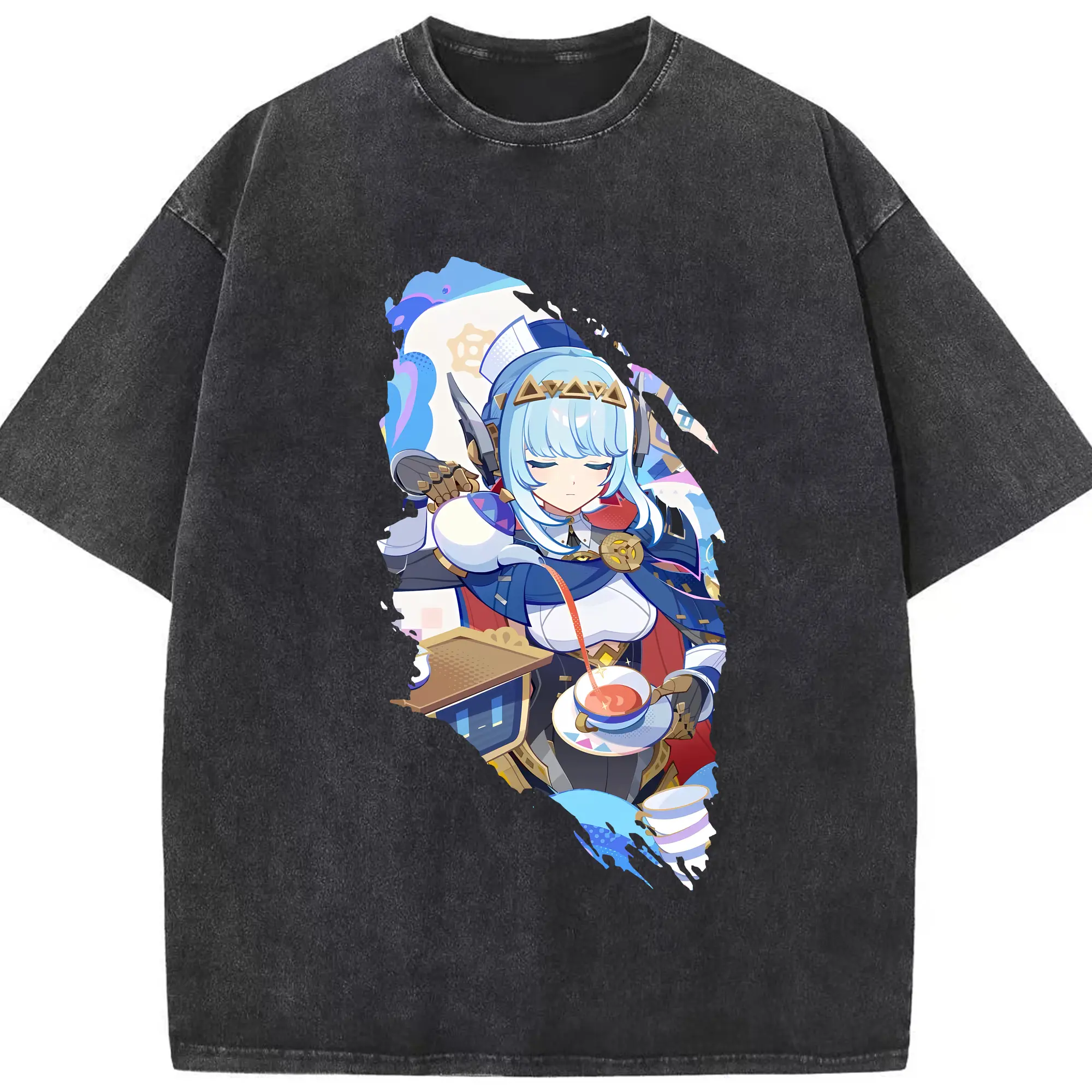 原 神 グッズ イネファ - 綿100％ ヴィンテージ風 半袖Tシャツ ・ フロントプリント ・ 柔らか肌触り ・ 通気性 快適 ・ スポーツ カジュアル 外出用