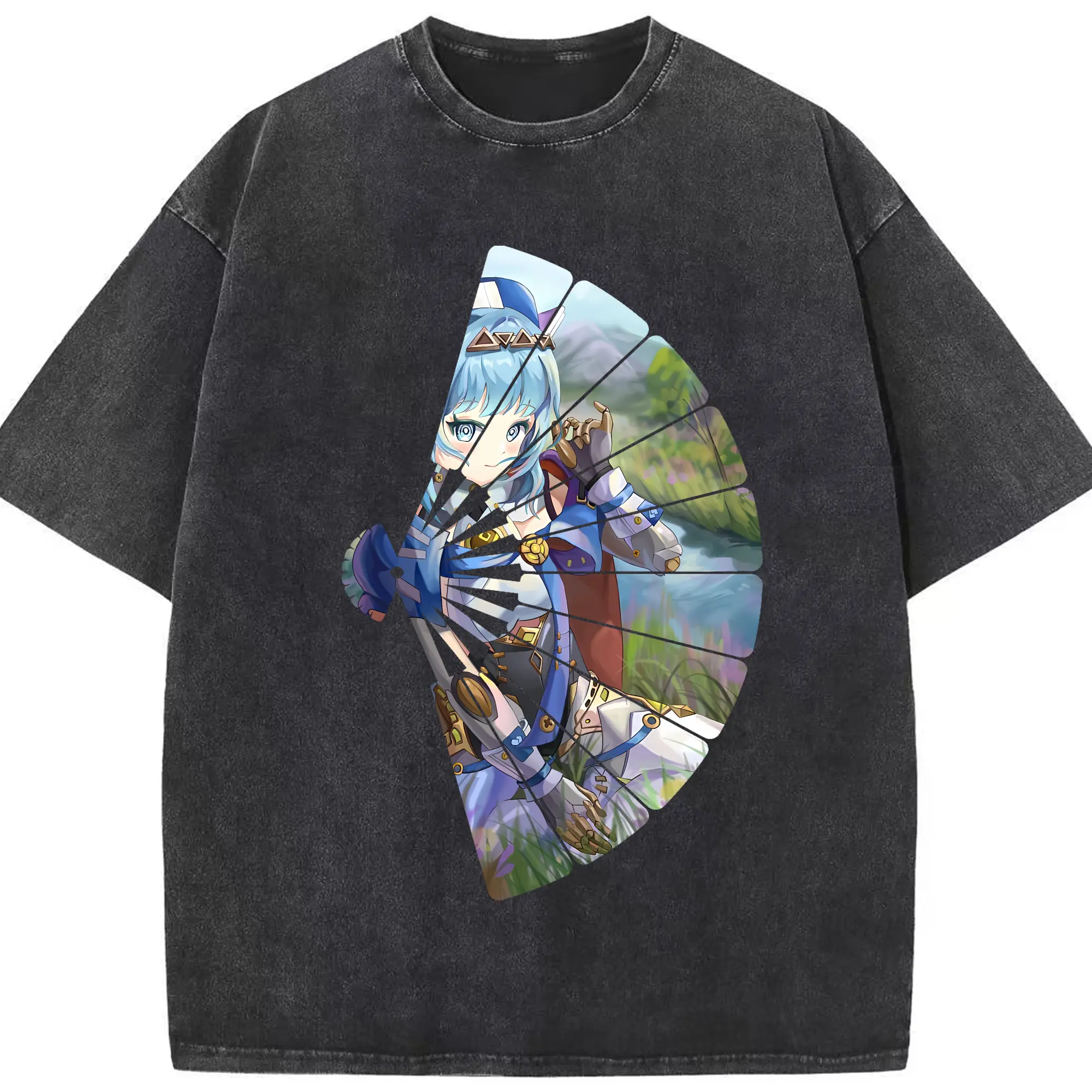 原 神 グッズ イネファ - 綿100％ ヴィンテージ風 半袖Tシャツ ・ フロントプリント ・ 柔らか肌触り ・ 通気性 快適 ・ スポーツ カジュアル 外出用