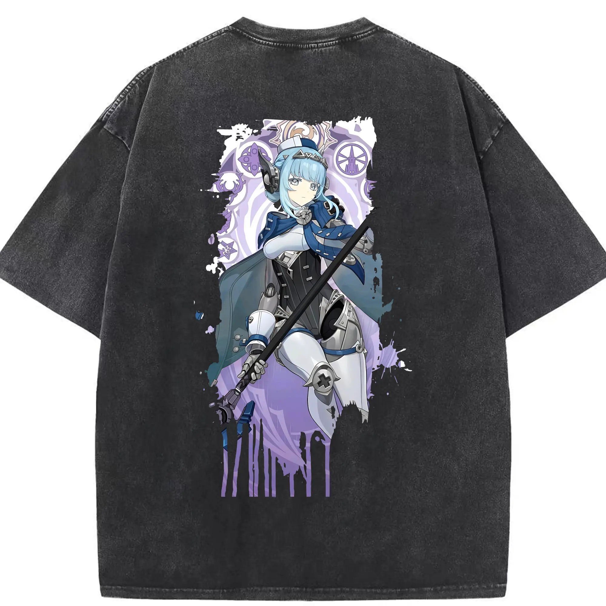 原 神 グッズ イネファ - 綿100％ ヴィンテージ風 半袖Tシャツ ・ 背面プリント ・ 柔らか肌触り ・ 通気性 快適 ・ スポーツ カジュアル 外出用