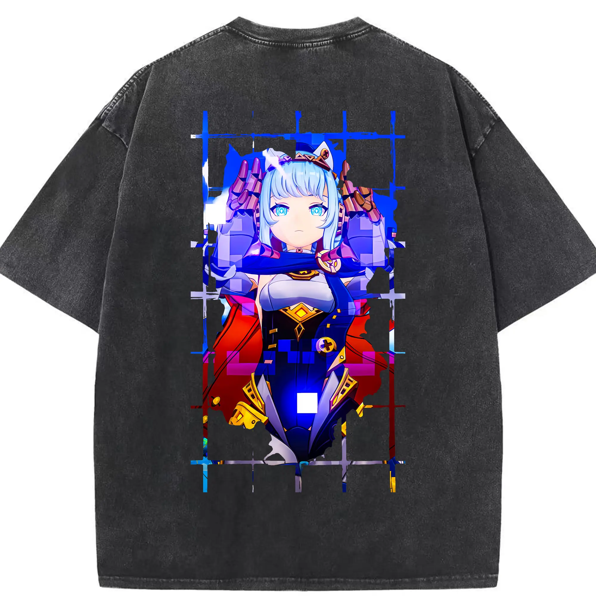 原 神 グッズ イネファ - 綿100％ ヴィンテージ風 半袖Tシャツ ・ 背面プリント ・ 柔らか肌触り ・ 通気性 快適 ・ スポーツ カジュアル 外出用