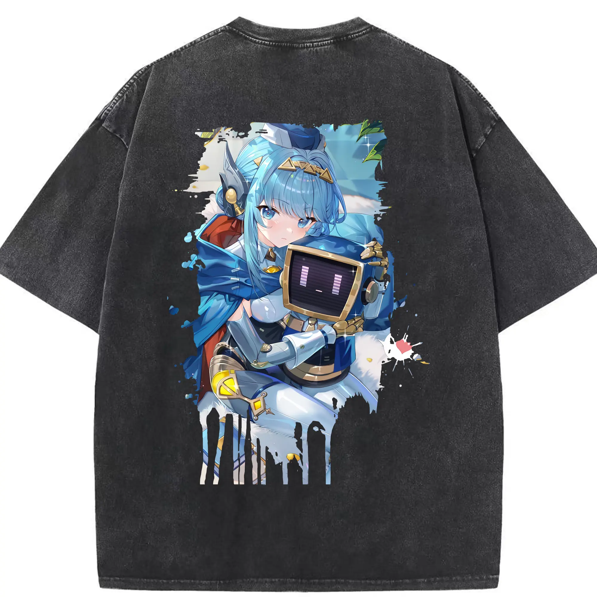 原 神 グッズ イネファ - 綿100％ ヴィンテージ風 半袖Tシャツ ・ 背面プリント ・ 柔らか肌触り ・ 通気性 快適 ・ スポーツ カジュアル 外出用