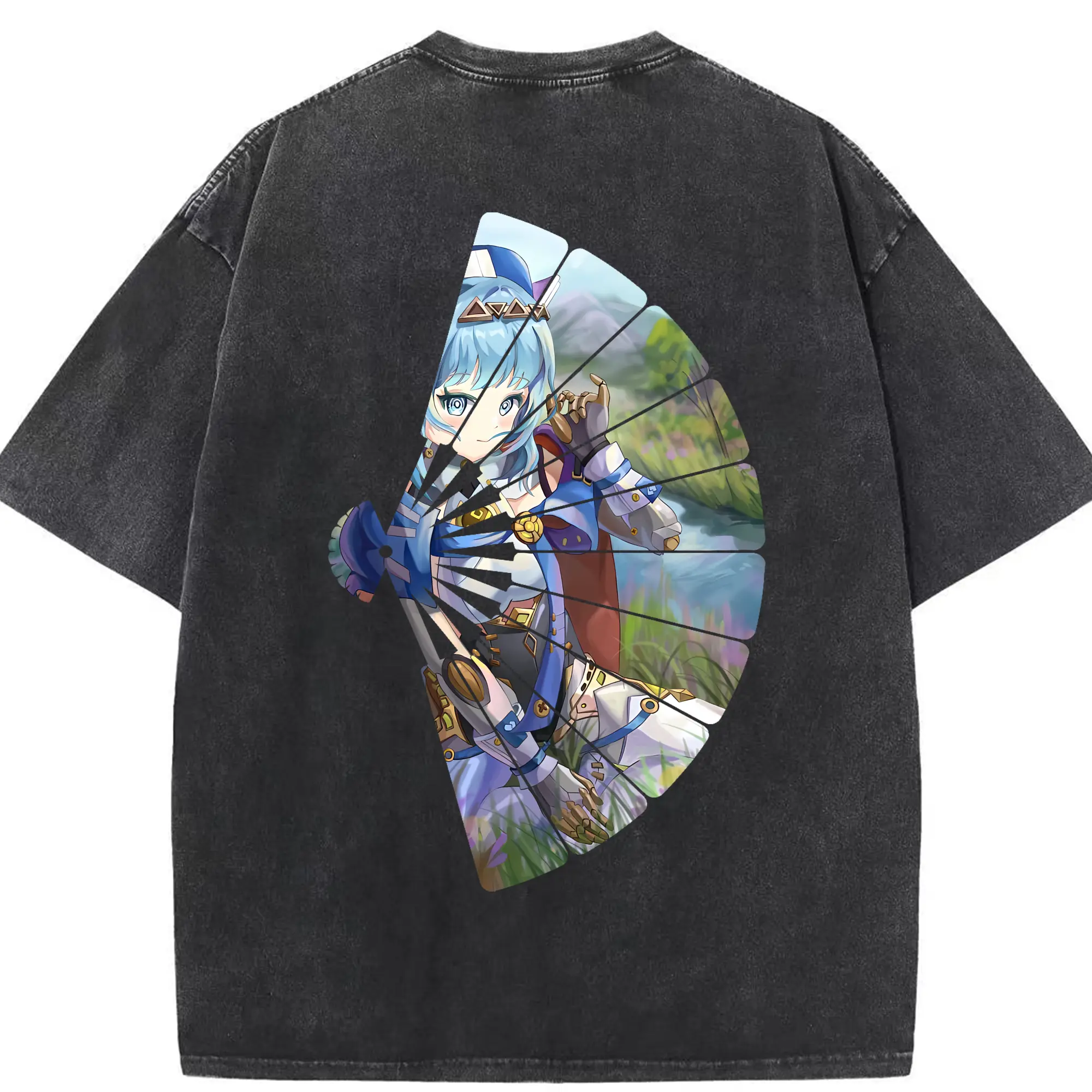 原 神 グッズ イネファ - 綿100％ ヴィンテージ風 半袖Tシャツ ・ 背面プリント ・ 柔らか肌触り ・ 通気性 快適 ・ スポーツ カジュアル 外出用