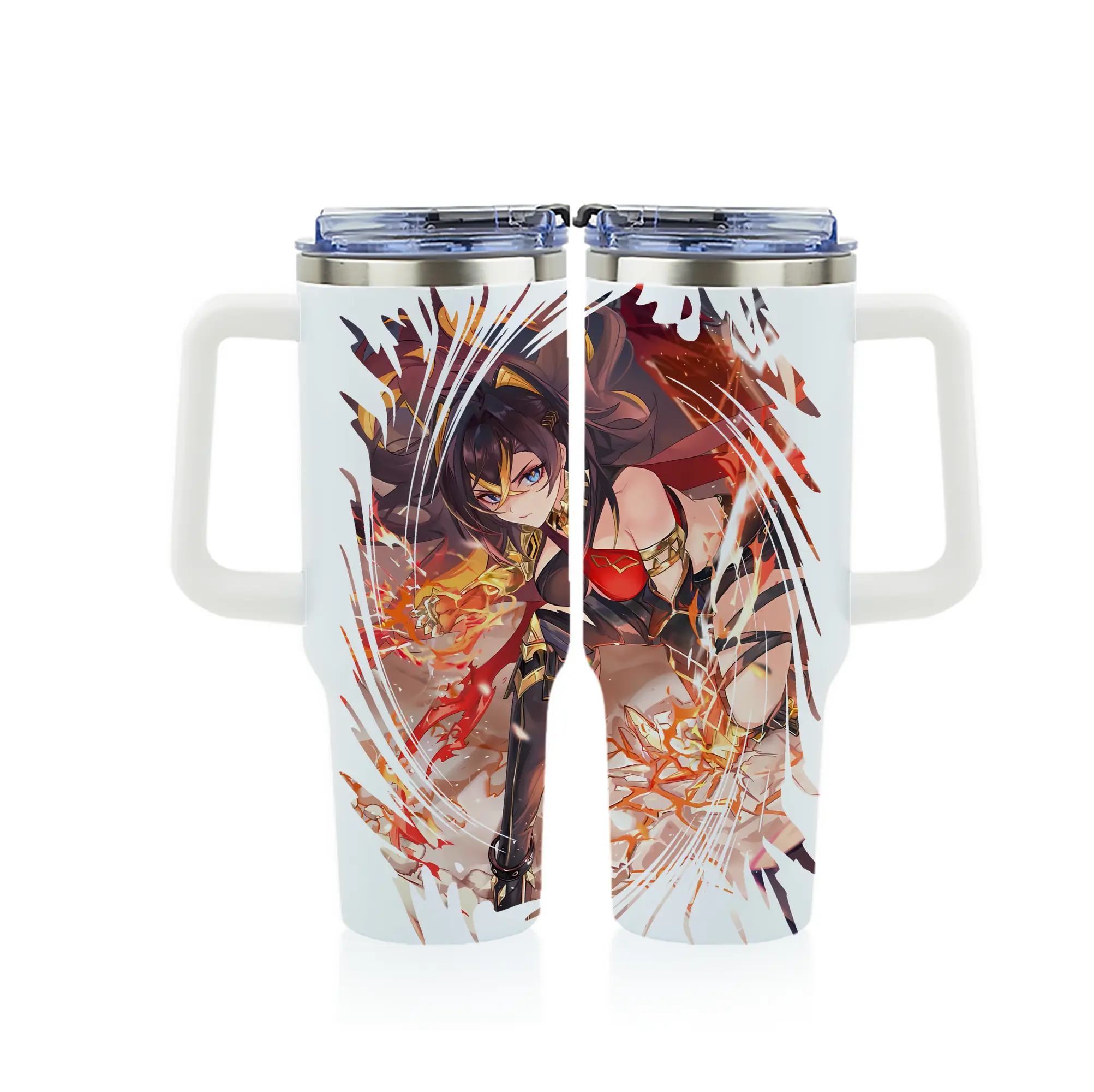 原 神 グッズ ディシア - 1200mL フルプリント車用タンブラー ・ 304ステンレス 内側 ・ 201ステンレス 外側 ・ 保温 保冷 ・ 通勤 ドライブ アウトドア用