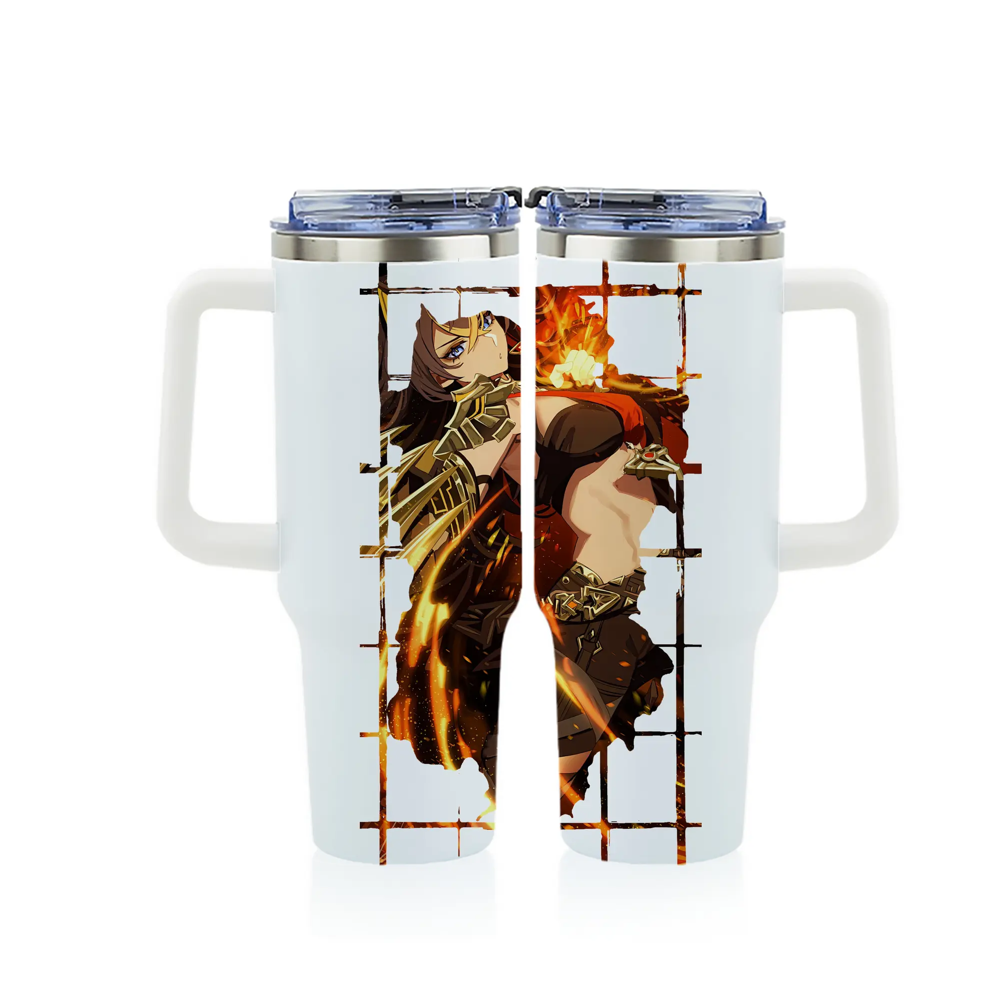 原 神 グッズ ディシア - 1200mL フルプリント車用タンブラー ・ 304ステンレス 内側 ・ 201ステンレス 外側 ・ 保温 保冷 ・ 通勤 ドライブ アウトドア用