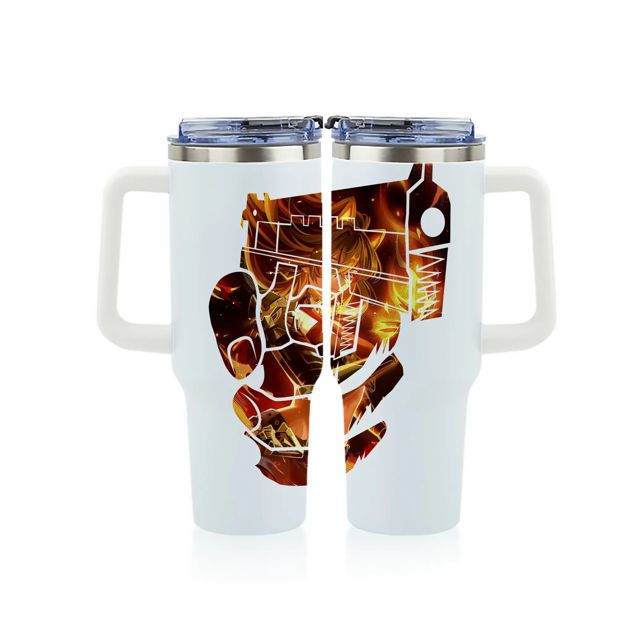 原 神 グッズ ディシア - 1200mL フルプリント車用タンブラー ・ 304ステンレス 内側 ・ 201ステンレス 外側 ・ 保温 保冷 ・ 通勤 ドライブ アウトドア用