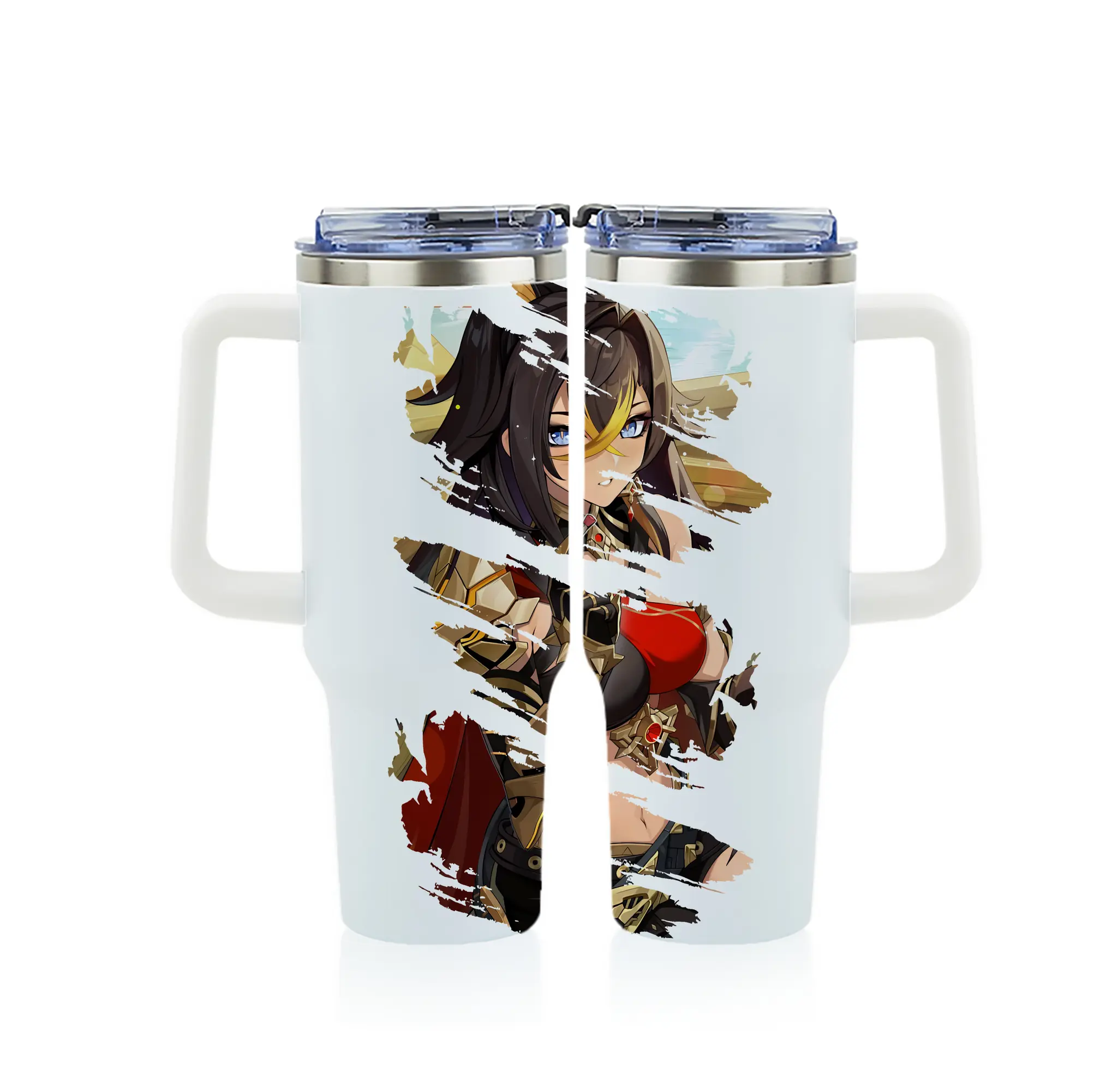 原 神 グッズ ディシア - 1200mL フルプリント車用タンブラー ・ 304ステンレス 内側 ・ 201ステンレス 外側 ・ 保温 保冷 ・ 通勤 ドライブ アウトドア用