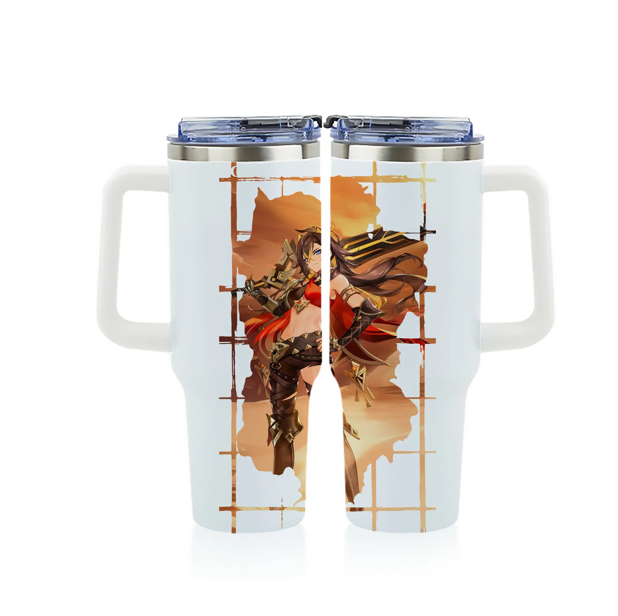 原 神 グッズ ディシア - 1200mL フルプリント車用タンブラー ・ 304ステンレス 内側 ・ 201ステンレス 外側 ・ 保温 保冷 ・ 通勤 ドライブ アウトドア用