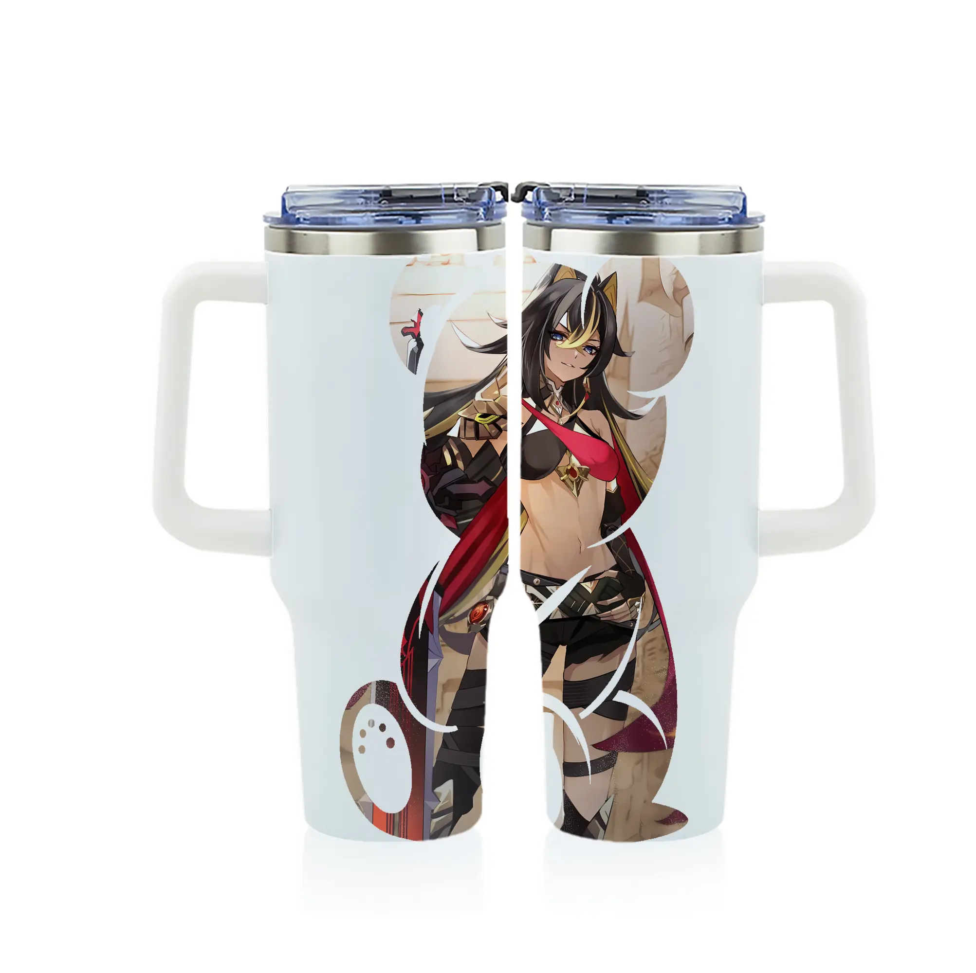 原 神 グッズ ディシア - 1200mL フルプリント車用タンブラー ・ 304ステンレス 内側 ・ 201ステンレス 外側 ・ 保温 保冷 ・ 通勤 ドライブ アウトドア用