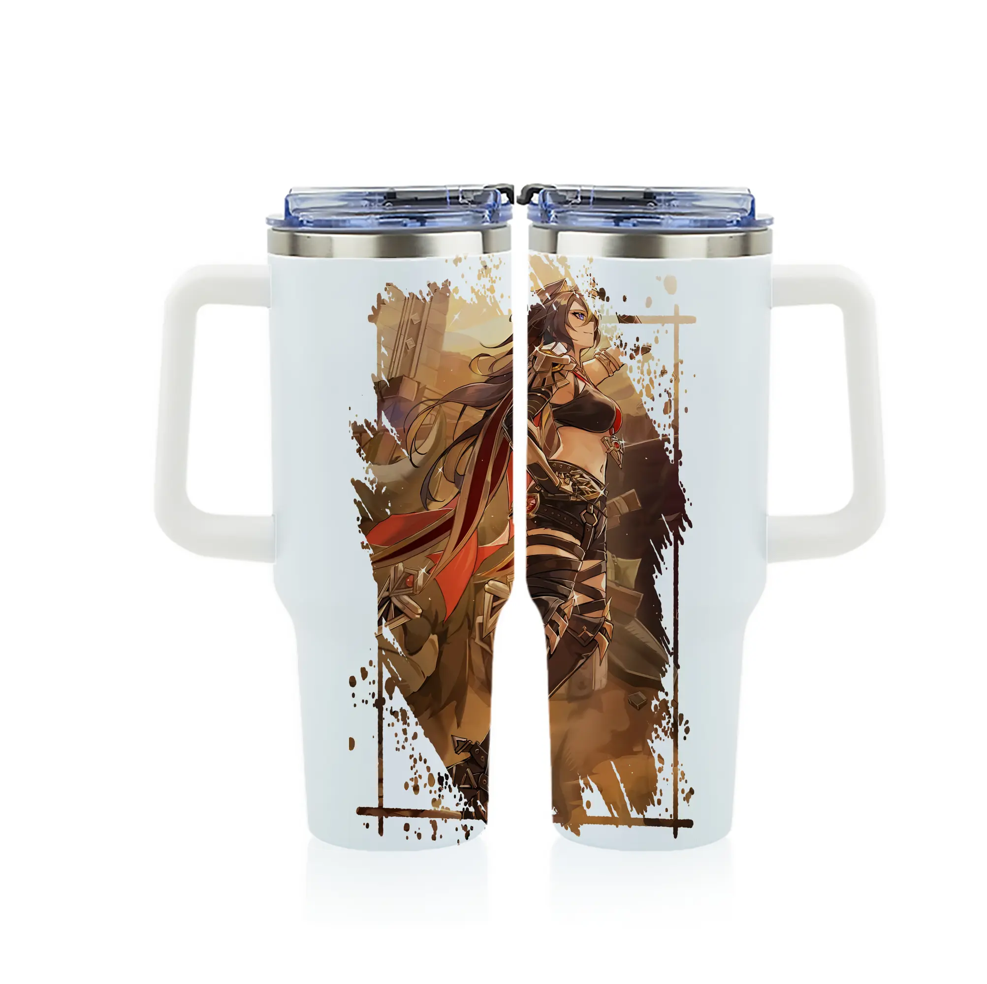 原 神 グッズ ディシア - 1200mL フルプリント車用タンブラー ・ 304ステンレス 内側 ・ 201ステンレス 外側 ・ 保温 保冷 ・ 通勤 ドライブ アウトドア用