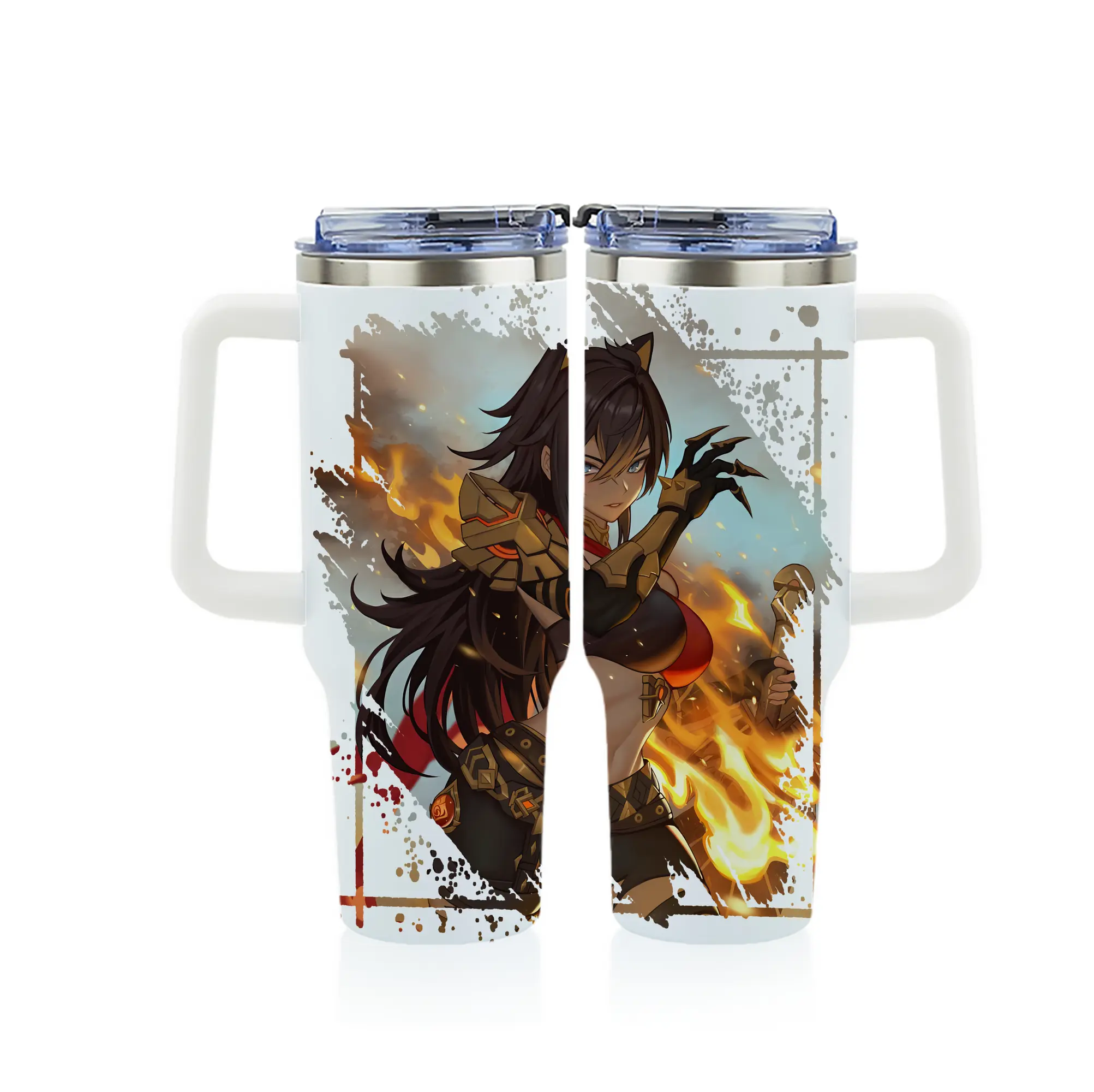 原 神 グッズ ディシア - 1200mL フルプリント車用タンブラー ・ 304ステンレス 内側 ・ 201ステンレス 外側 ・ 保温 保冷 ・ 通勤 ドライブ アウトドア用