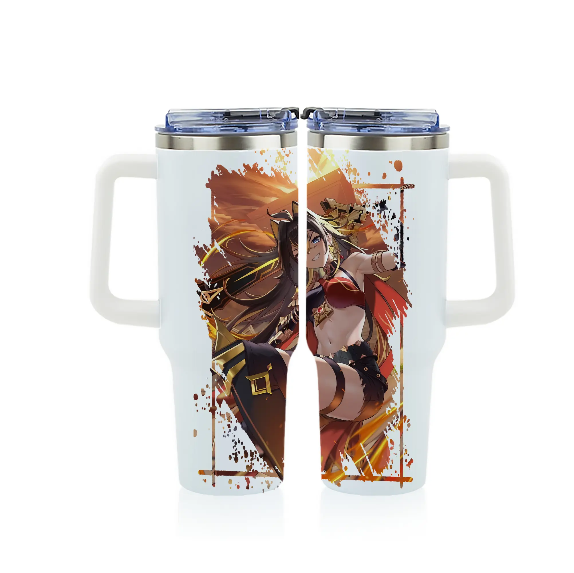 原 神 グッズ ディシア - 1200mL フルプリント車用タンブラー ・ 304ステンレス 内側 ・ 201ステンレス 外側 ・ 保温 保冷 ・ 通勤 ドライブ アウトドア用