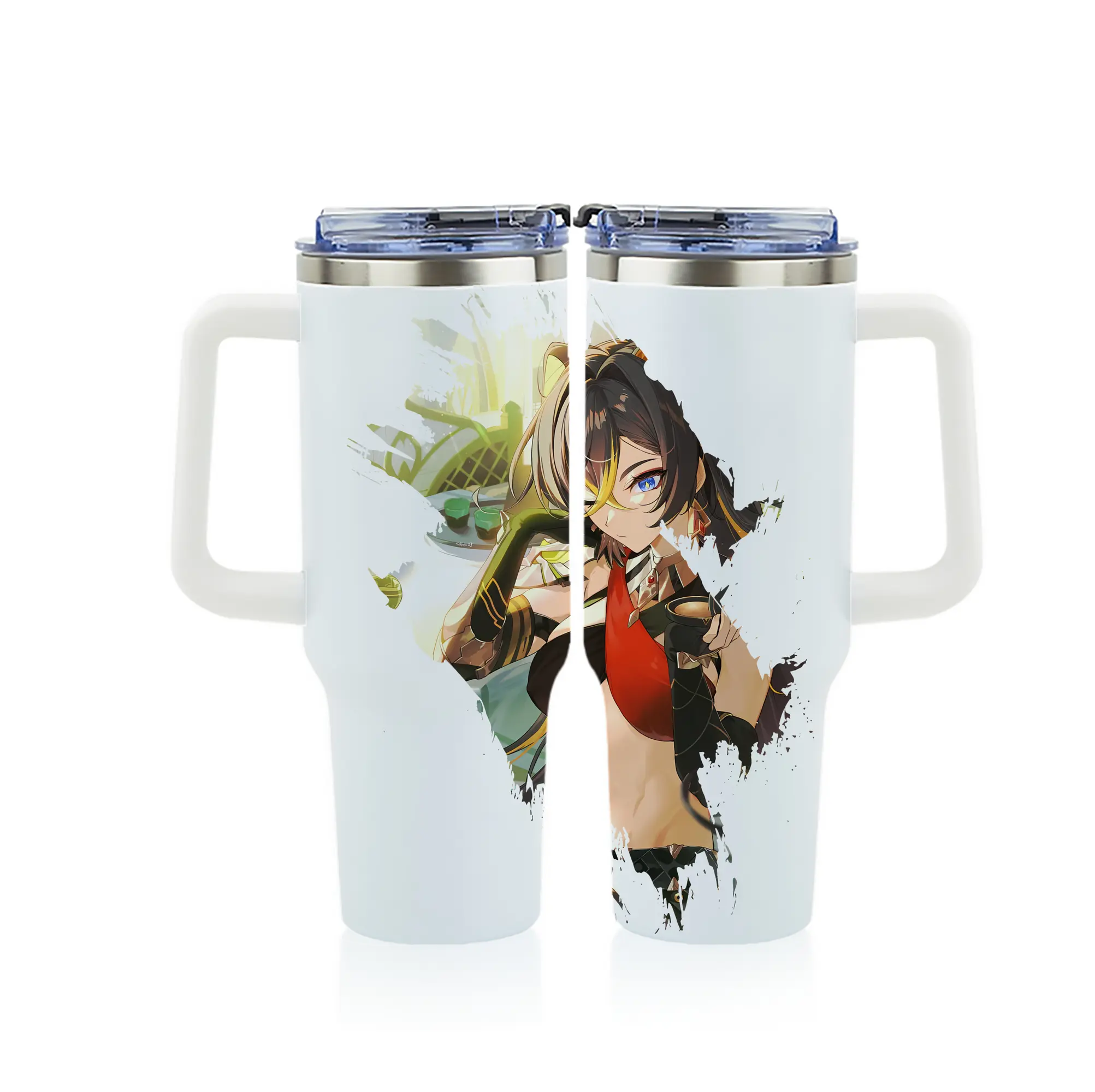 原 神 グッズ ディシア - 1200mL フルプリント車用タンブラー ・ 304ステンレス 内側 ・ 201ステンレス 外側 ・ 保温 保冷 ・ 通勤 ドライブ アウトドア用