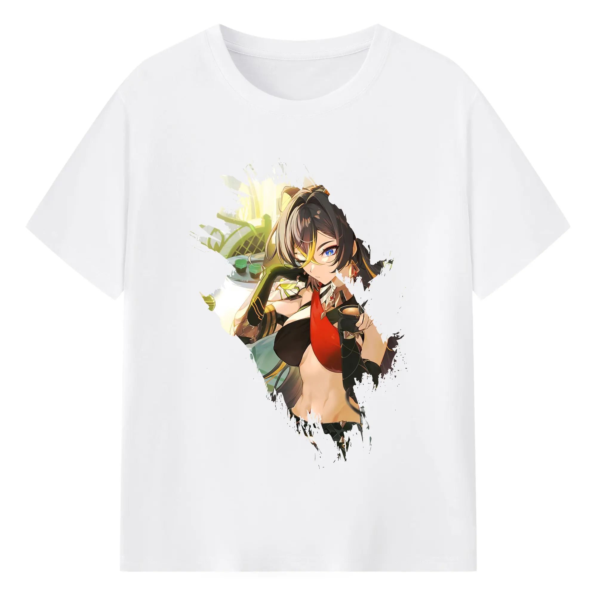 原 神 グッズ ディシア - 綿100％ 半袖Tシャツ ・ フロントプリント ・ 快適 通気性 ・ 日常使い 散歩 スポーツ用