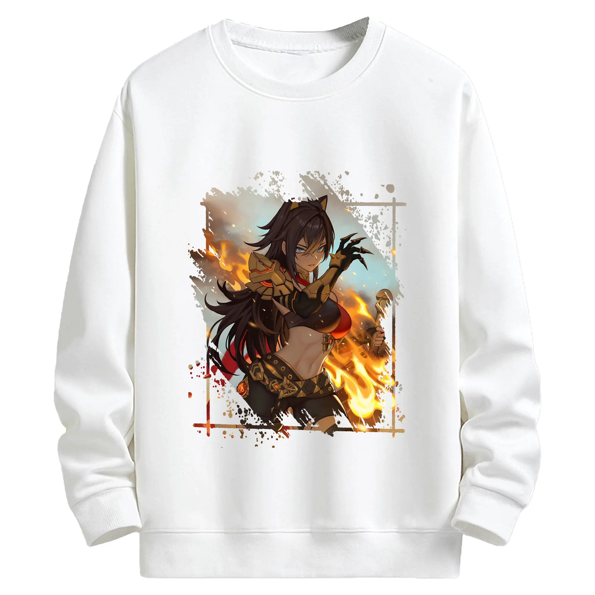 原 神 グッズ ディシア - キッズ クルーネックスウェットシャツ ・ フロントプリント ・ 綿80％ ポリエステル20％ ・ 快適 通学 スポーツ 日常使い お散歩用