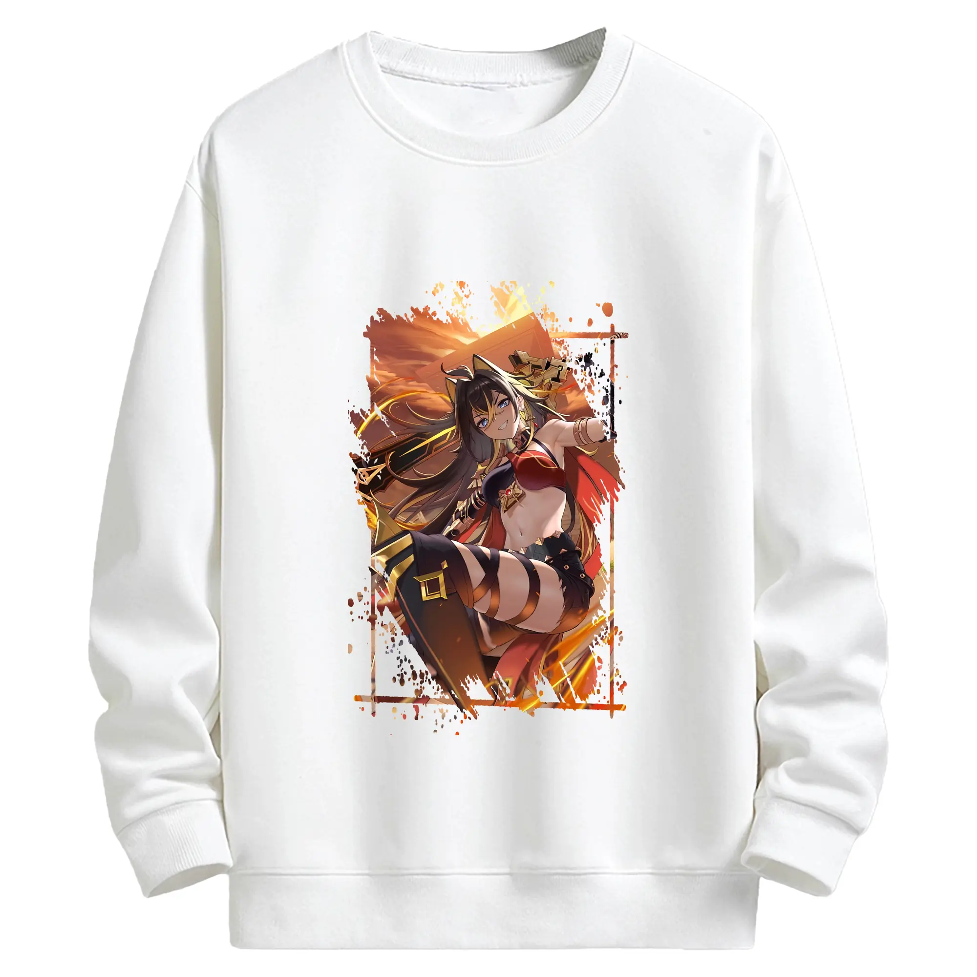 原 神 グッズ ディシア - キッズ クルーネックスウェットシャツ ・ フロントプリント ・ 綿80％ ポリエステル20％ ・ 快適 通学 スポーツ 日常使い お散歩用