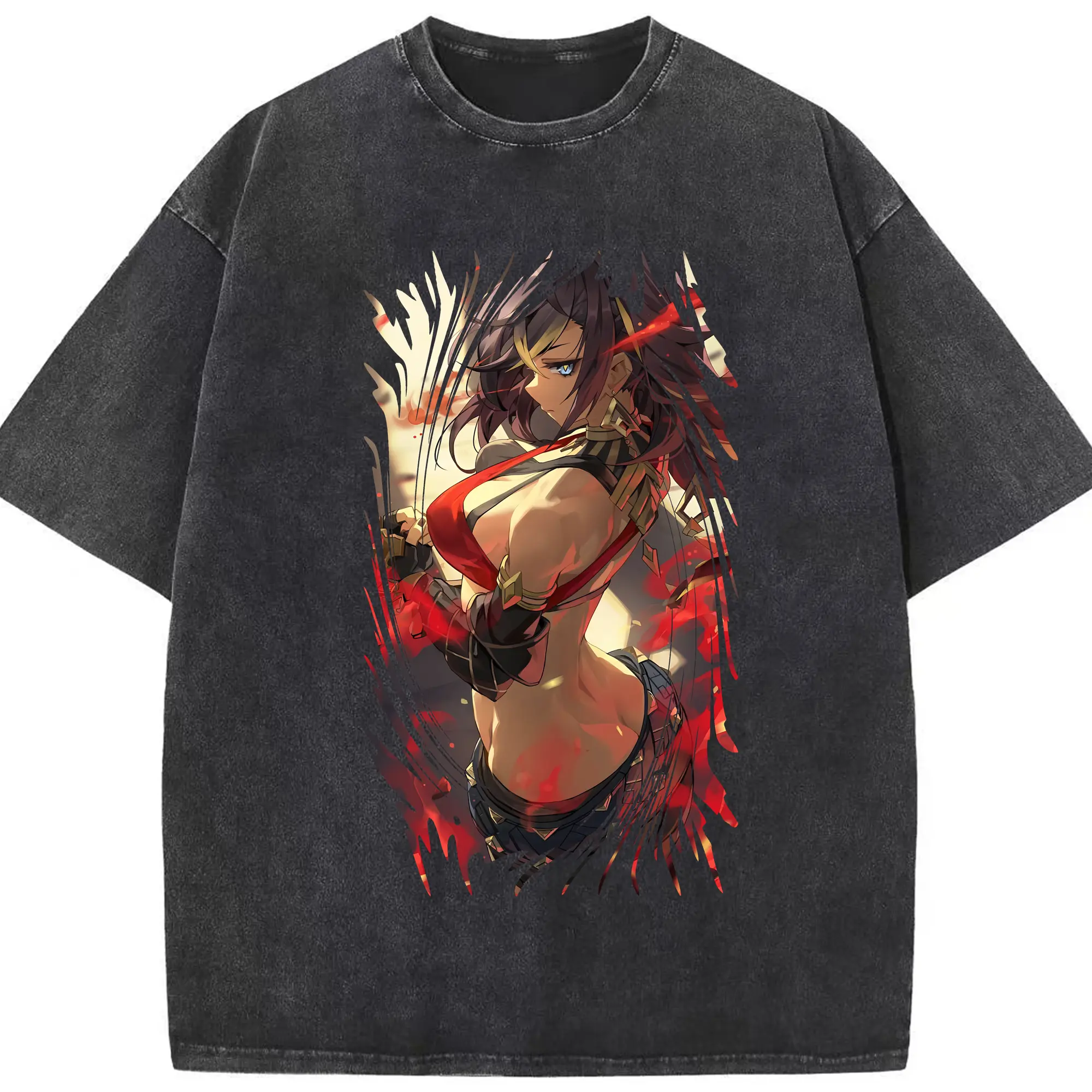 原 神 グッズ ディシア - 綿100％ ヴィンテージ風 半袖Tシャツ ・ フロントプリント ・ 柔らか肌触り ・ 通気性 快適 ・ スポーツ カジュアル 外出用