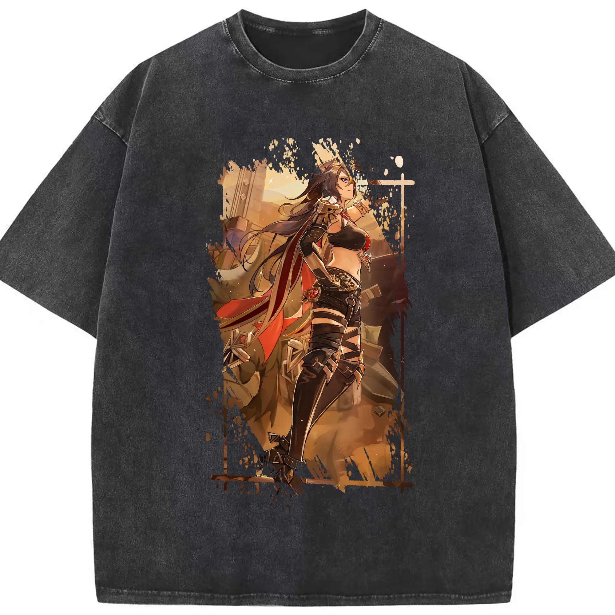 原 神 グッズ ディシア - 綿100％ ヴィンテージ風 半袖Tシャツ ・ フロントプリント ・ 柔らか肌触り ・ 通気性 快適 ・ スポーツ カジュアル 外出用