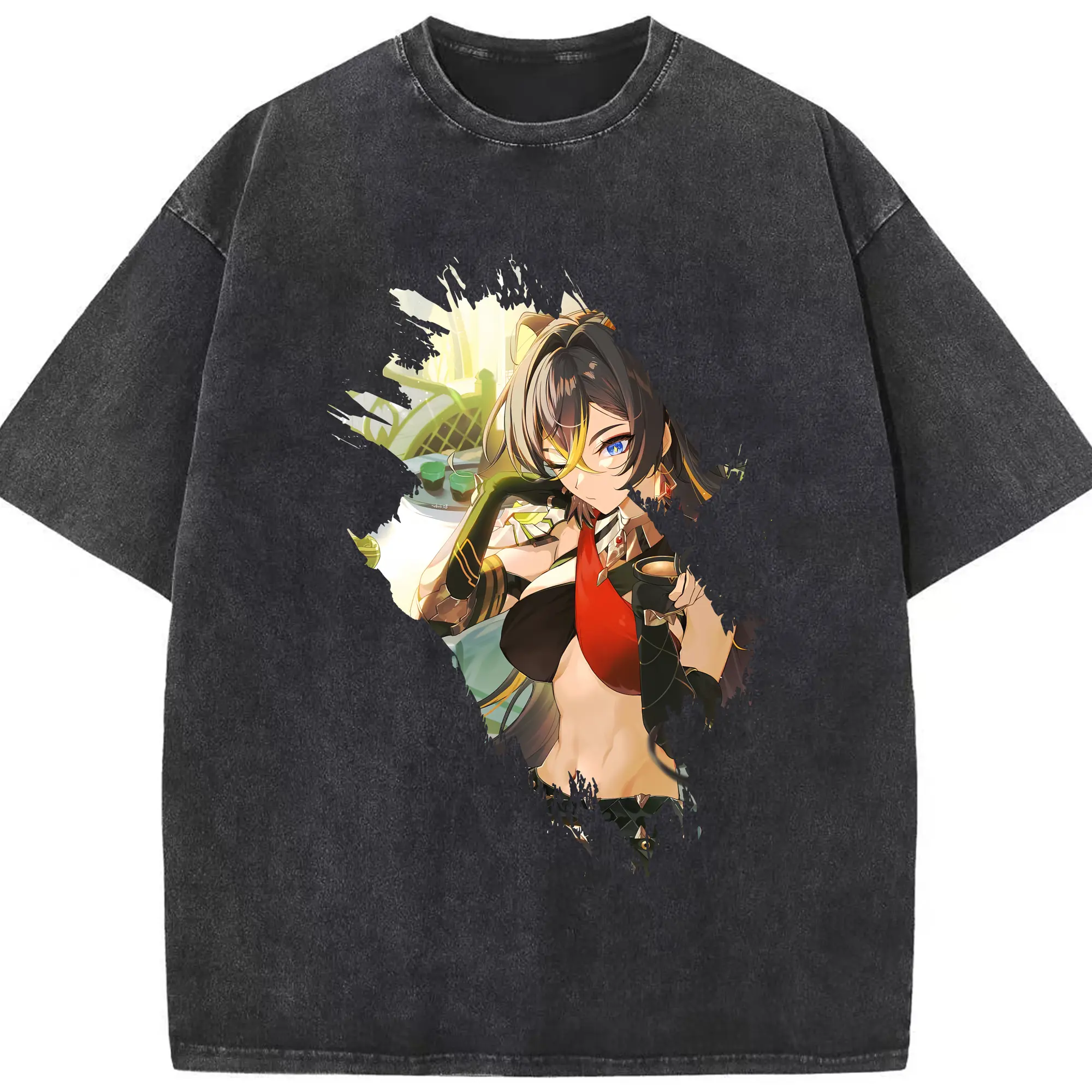 原 神 グッズ ディシア - 綿100％ ヴィンテージ風 半袖Tシャツ ・ フロントプリント ・ 柔らか肌触り ・ 通気性 快適 ・ スポーツ カジュアル 外出用