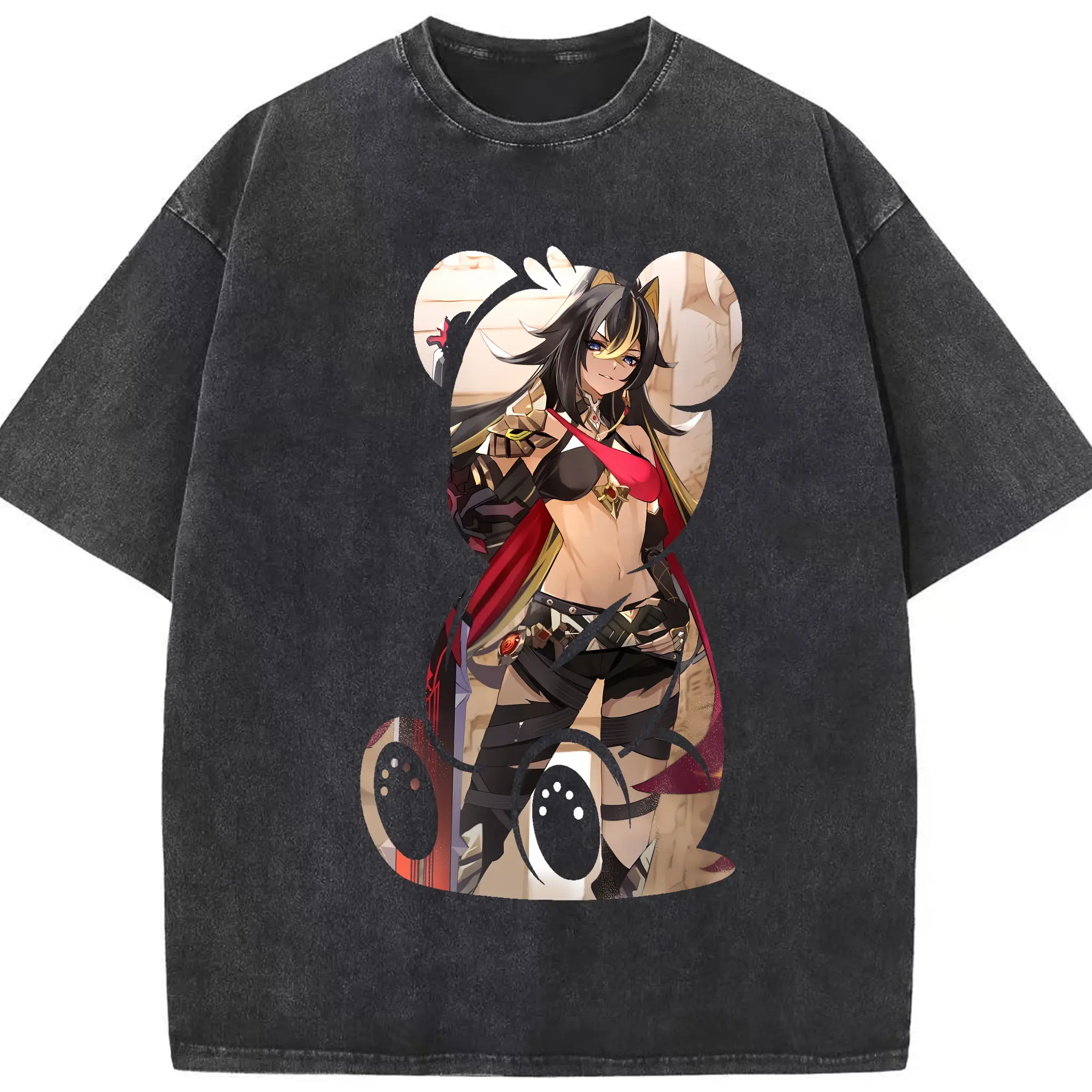 原 神 グッズ ディシア - 綿100％ ヴィンテージ風 半袖Tシャツ ・ フロントプリント ・ 柔らか肌触り ・ 通気性 快適 ・ スポーツ カジュアル 外出用