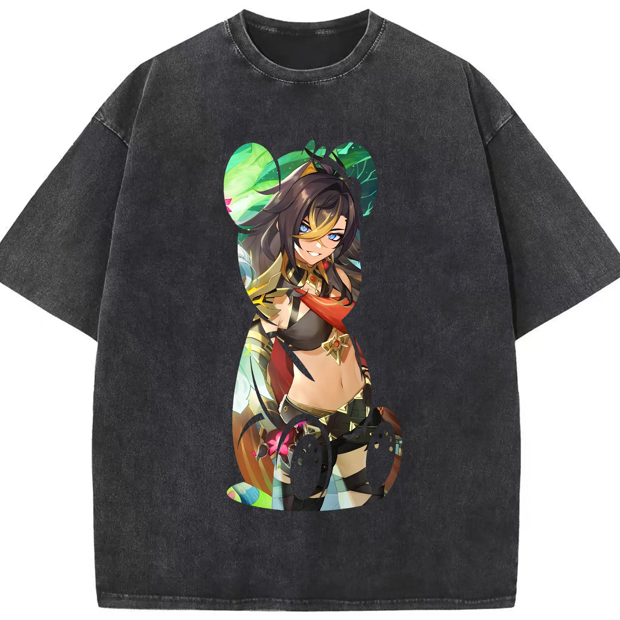 原 神 グッズ ディシア - 綿100％ ヴィンテージ風 半袖Tシャツ ・ フロントプリント ・ 柔らか肌触り ・ 通気性 快適 ・ スポーツ カジュアル 外出用